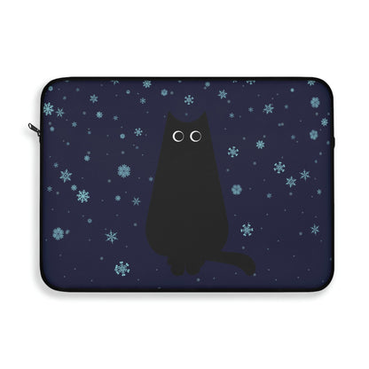 Black Cat Winter Snowflake Anime Art Laptop Sleeve Ichaku [Perfect Gifts Selection]