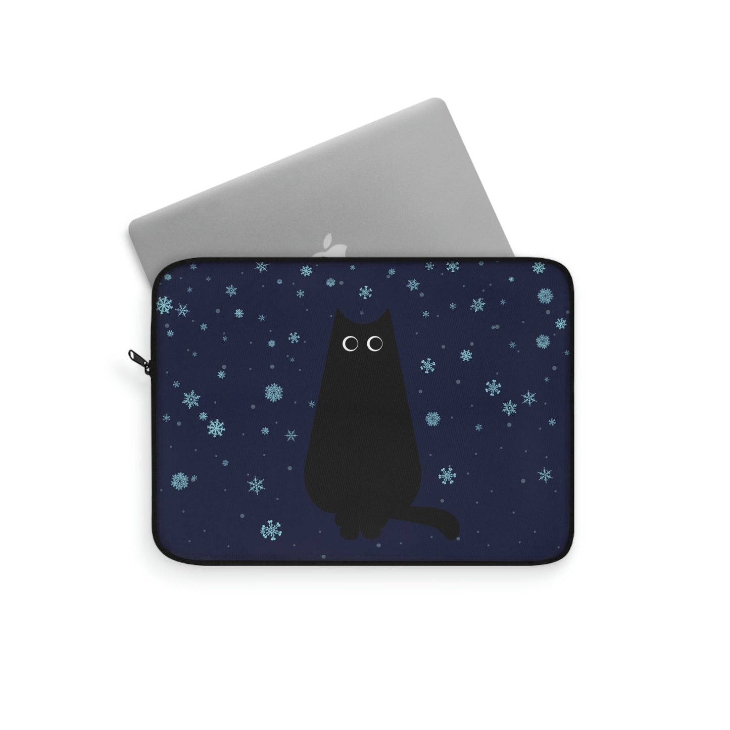 Black Cat Winter Snowflake Anime Art Laptop Sleeve Ichaku [Perfect Gifts Selection]