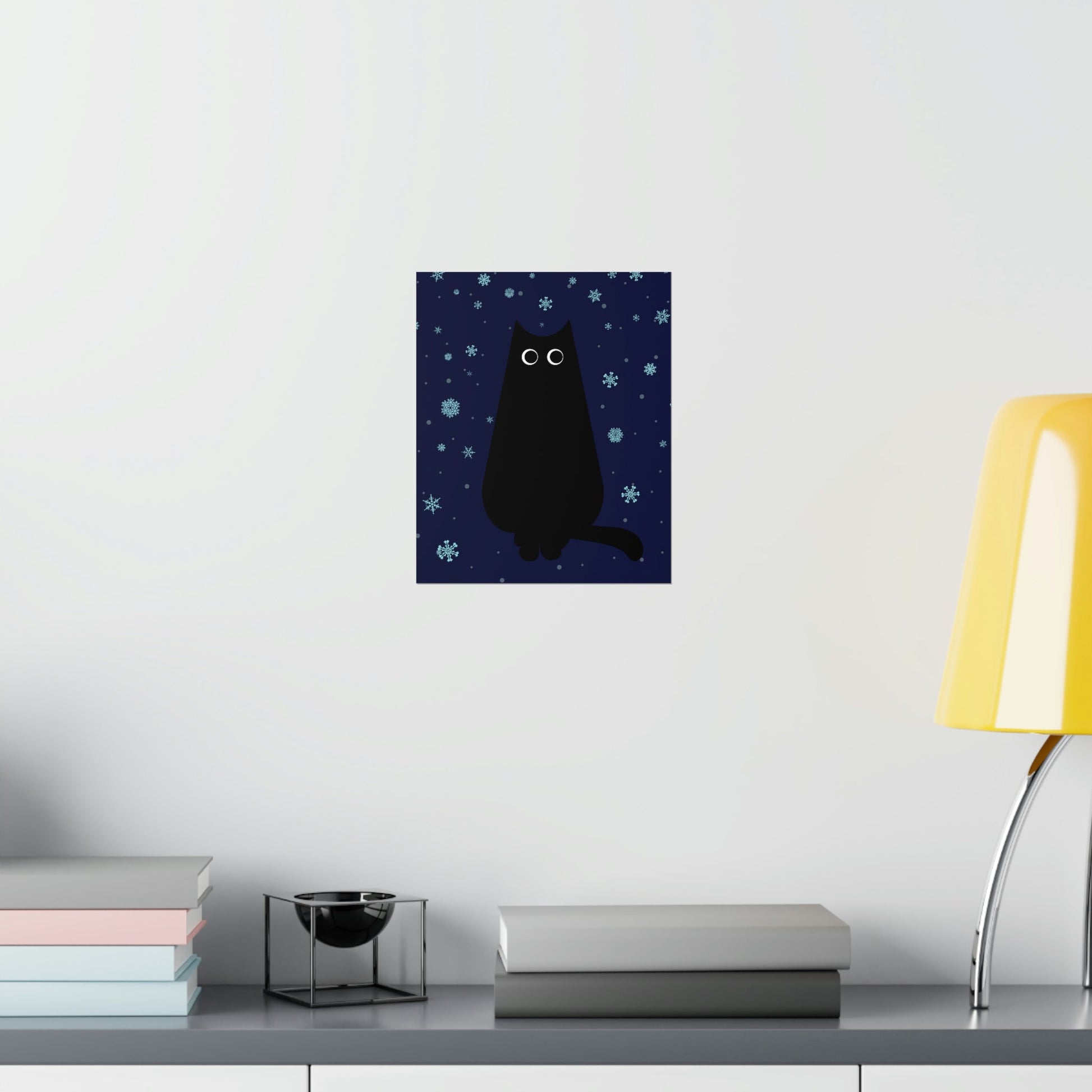 Black Cat Winter Snowflake Anime Art Premium Matte Vertical Posters Ichaku [Perfect Gifts Selection]