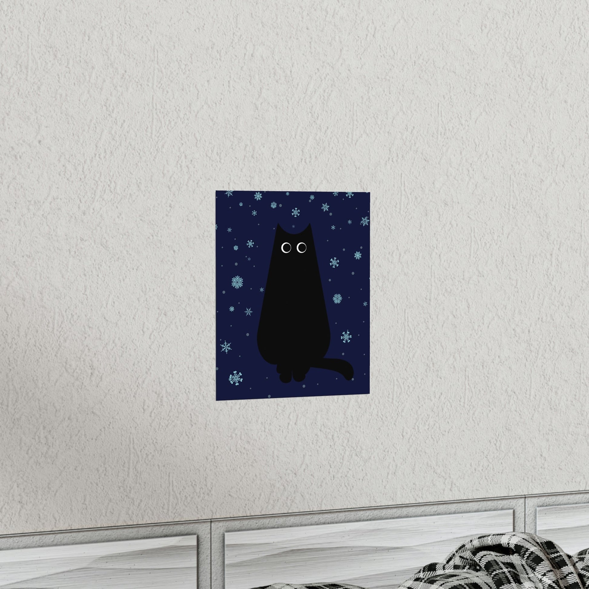 Black Cat Winter Snowflake Anime Art Premium Matte Vertical Posters Ichaku [Perfect Gifts Selection]