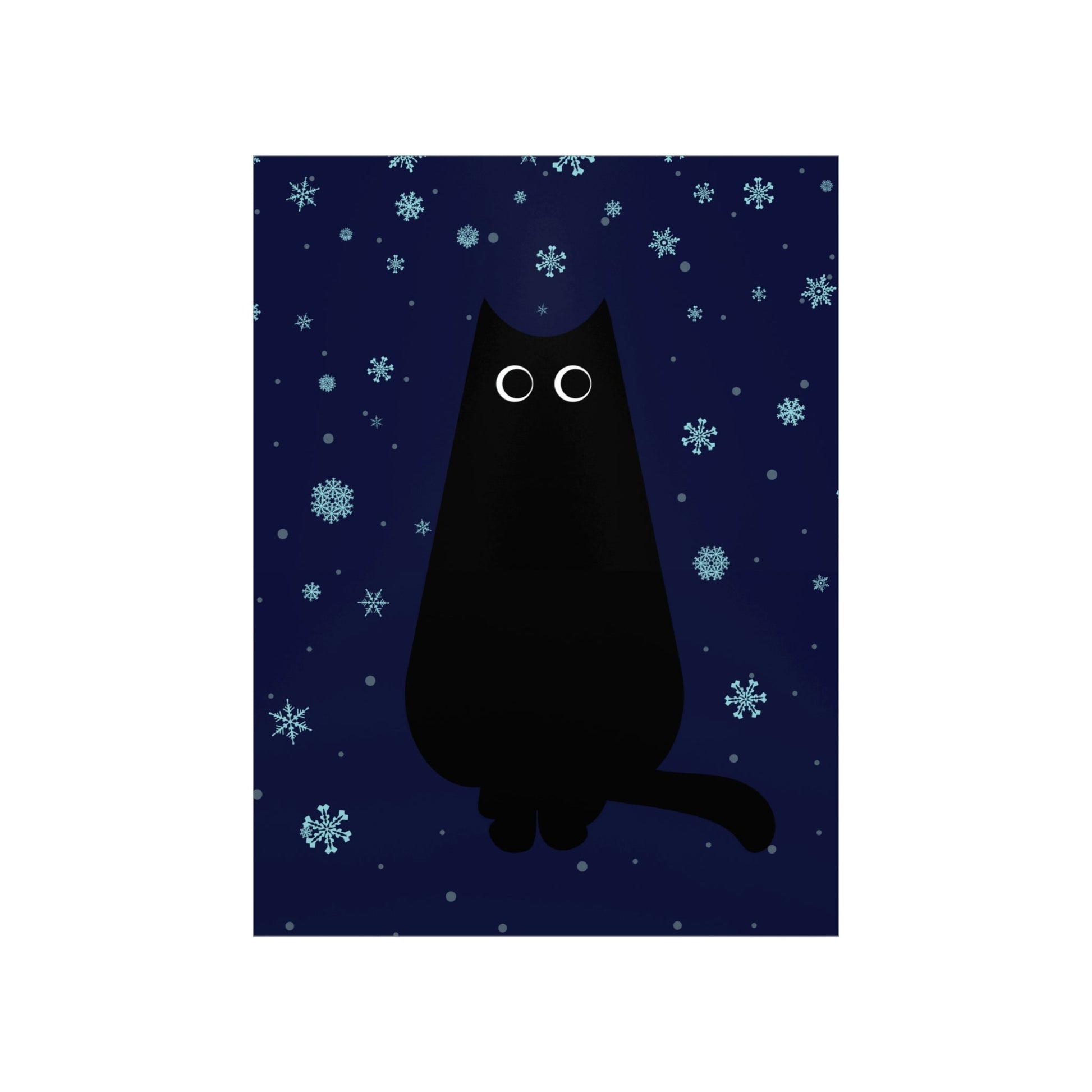 Black Cat Winter Snowflake Anime Art Premium Matte Vertical Posters Ichaku [Perfect Gifts Selection]