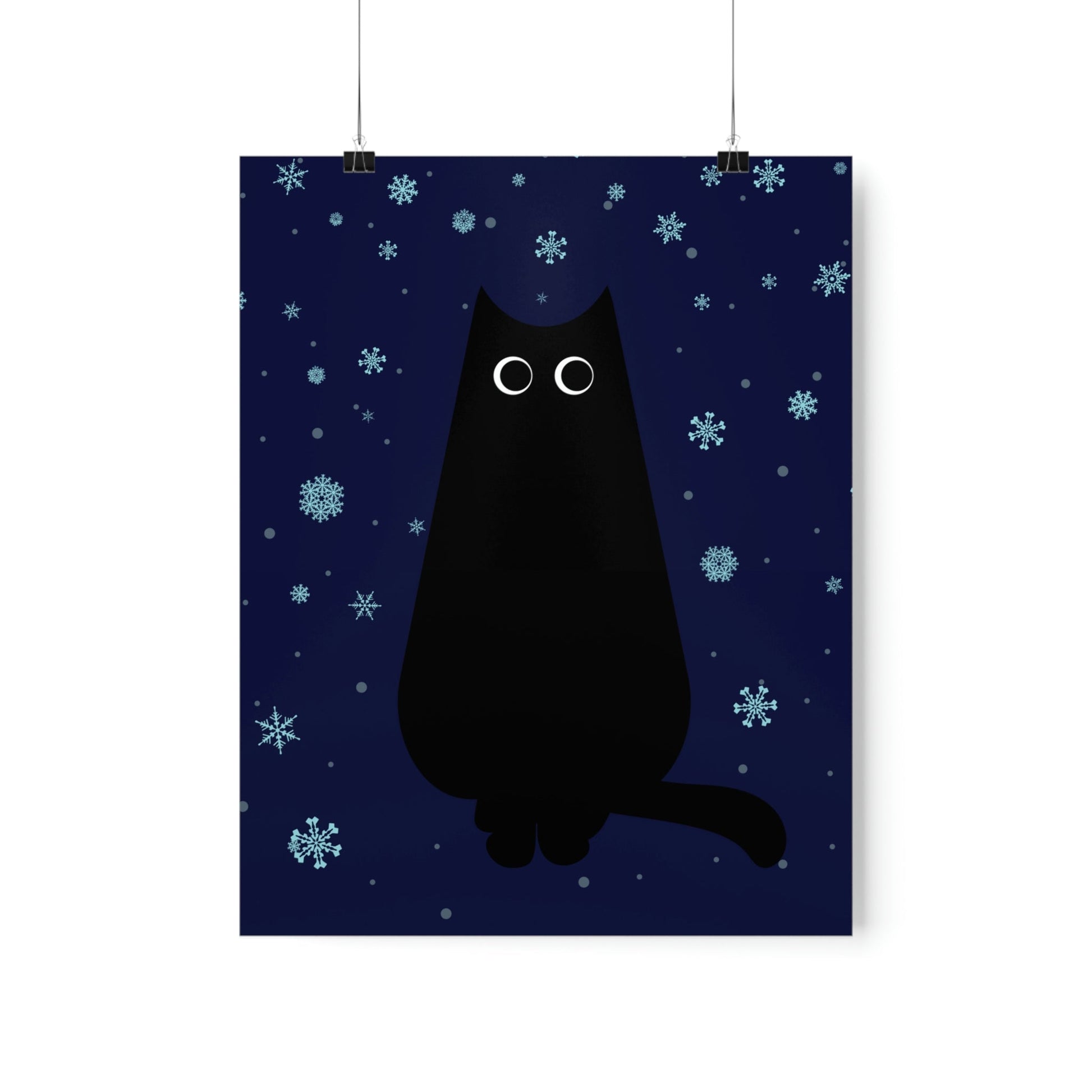 Black Cat Winter Snowflake Anime Art Premium Matte Vertical Posters Ichaku [Perfect Gifts Selection]