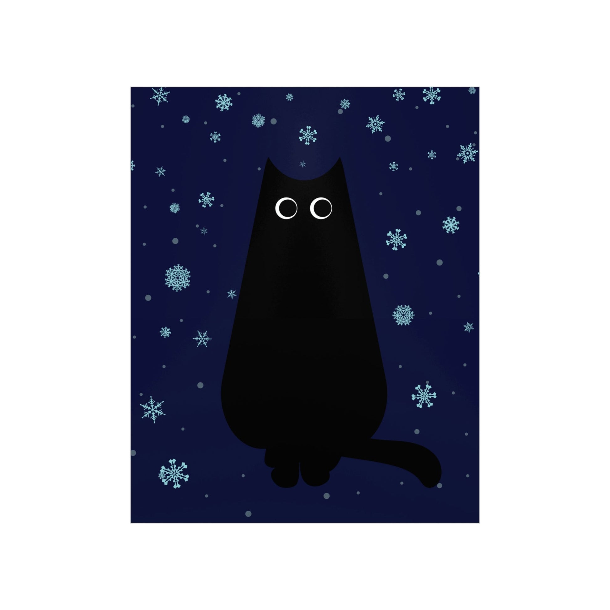 Black Cat Winter Snowflake Anime Art Premium Matte Vertical Posters Ichaku [Perfect Gifts Selection]