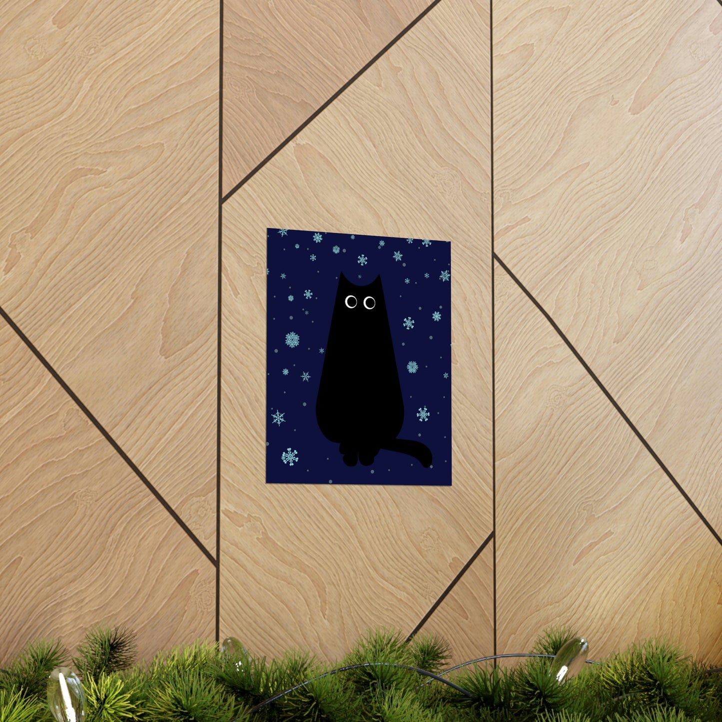 Black Cat Winter Snowflake Anime Art Premium Matte Vertical Posters Ichaku [Perfect Gifts Selection]