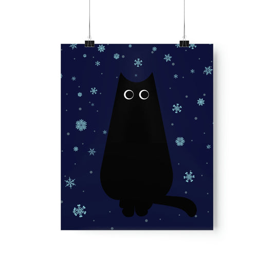 Black Cat Winter Snowflake Anime Art Premium Matte Vertical Posters Ichaku [Perfect Gifts Selection]