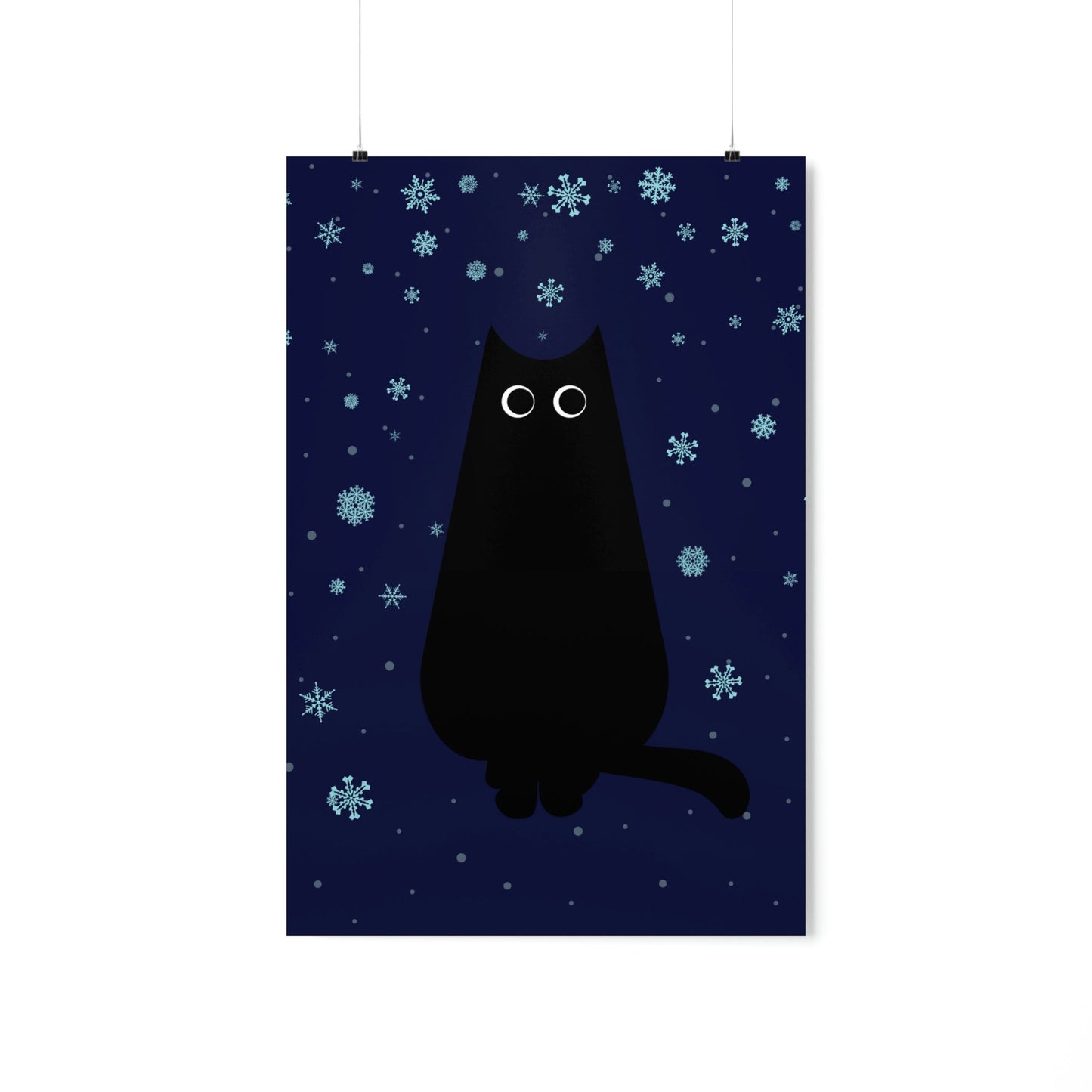 Black Cat Winter Snowflake Anime Art Premium Matte Vertical Posters Ichaku [Perfect Gifts Selection]