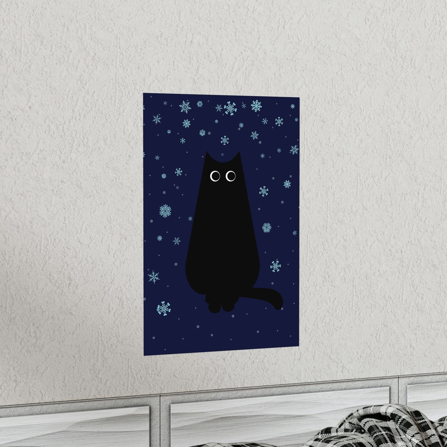 Black Cat Winter Snowflake Anime Art Premium Matte Vertical Posters Ichaku [Perfect Gifts Selection]