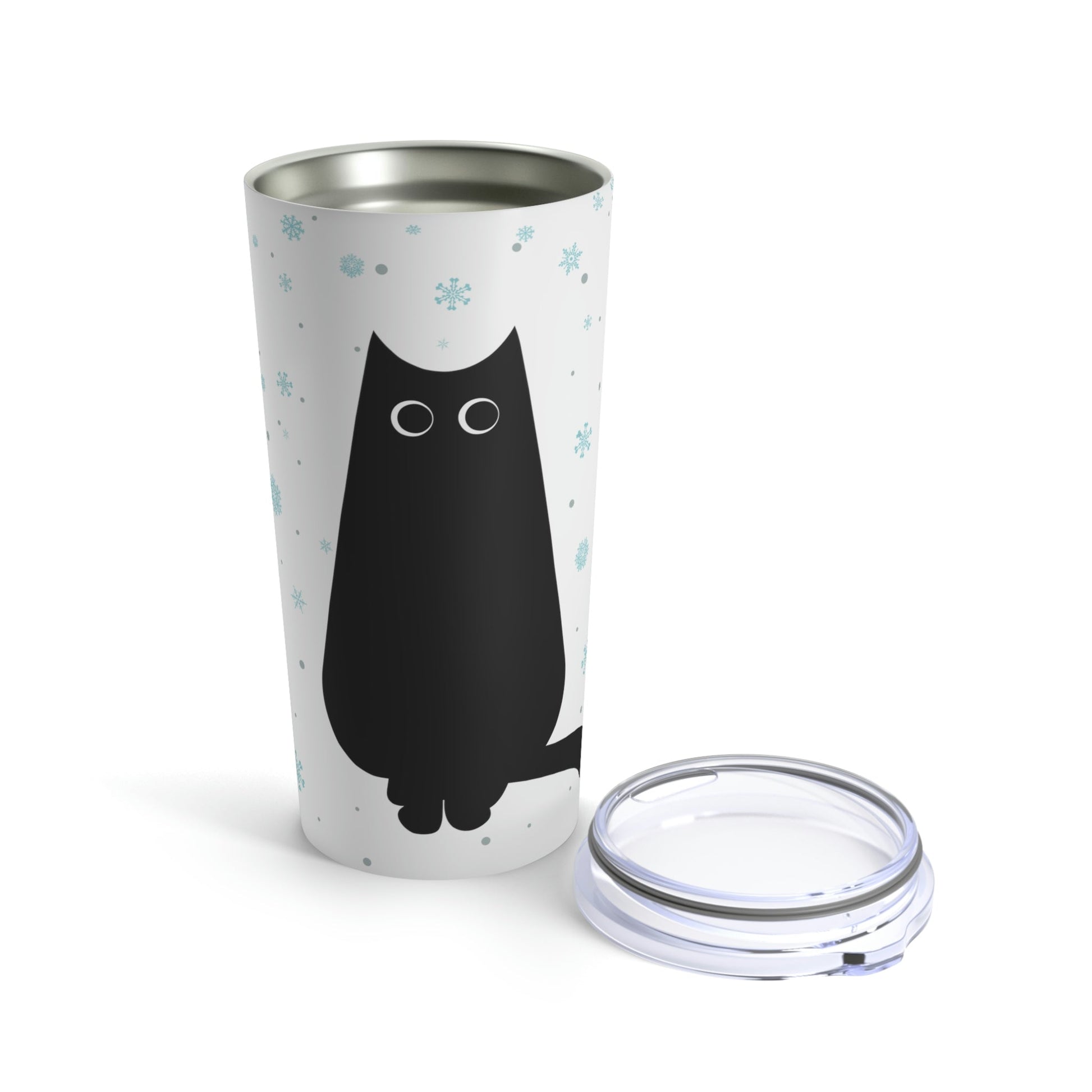 Black Cat Winter Snowflake Anime Art Stainless Steel Hot or Cold Vacuum Tumbler 20oz Ichaku [Perfect Gifts Selection]
