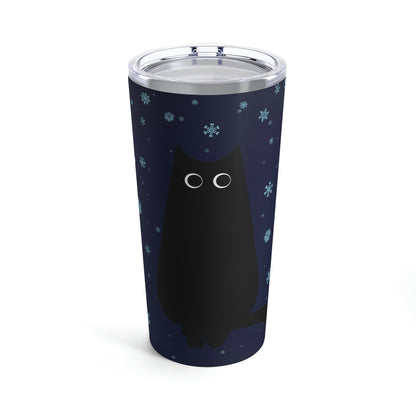 Black Cat Winter Snowflake Anime Art Stainless Steel Hot or Cold Vacuum Tumbler 20oz Ichaku [Perfect Gifts Selection]