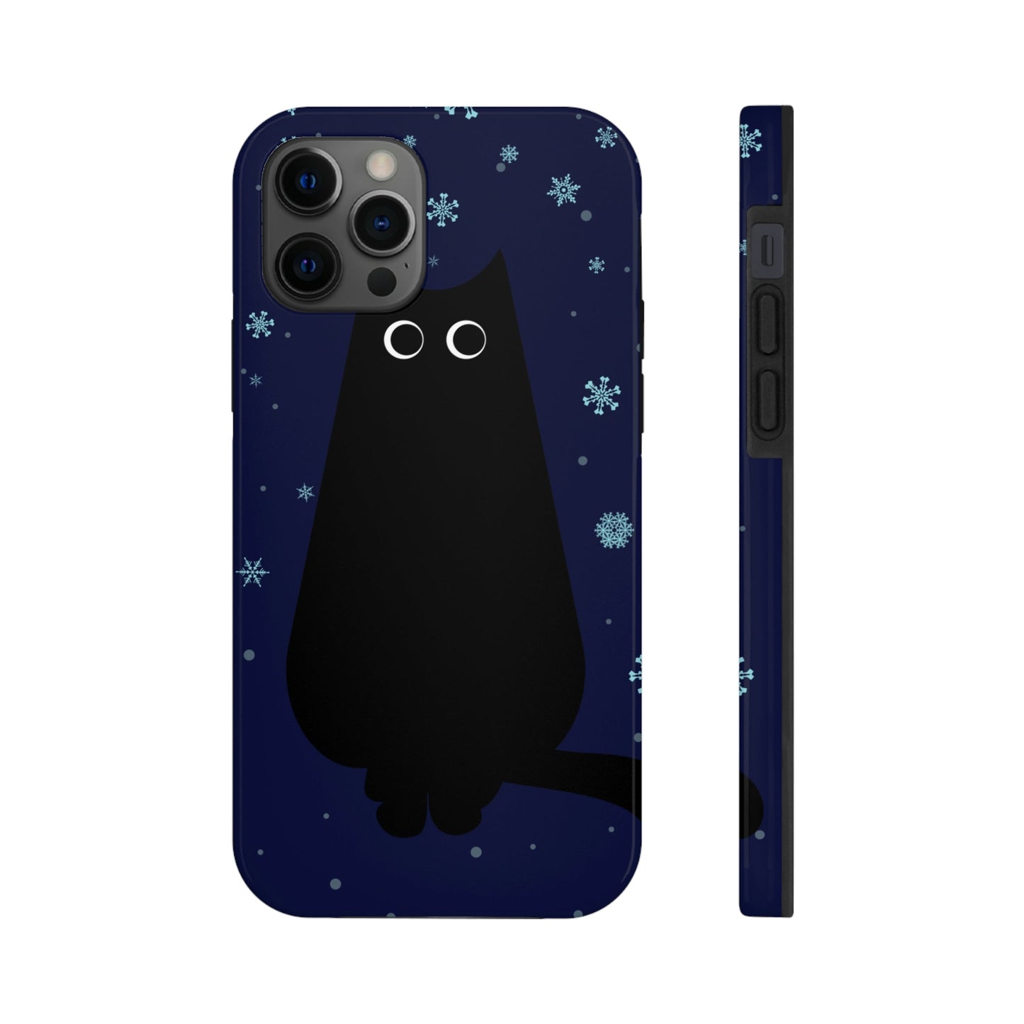 Black Cat Winter Snowflake Anime Art Tough Phone Cases Case-Mate Ichaku [Perfect Gifts Selection]