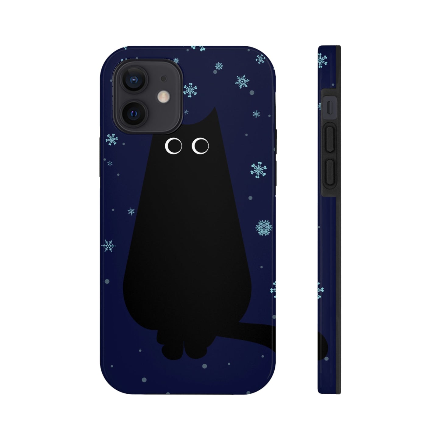 Black Cat Winter Snowflake Anime Art Tough Phone Cases Case-Mate Ichaku [Perfect Gifts Selection]