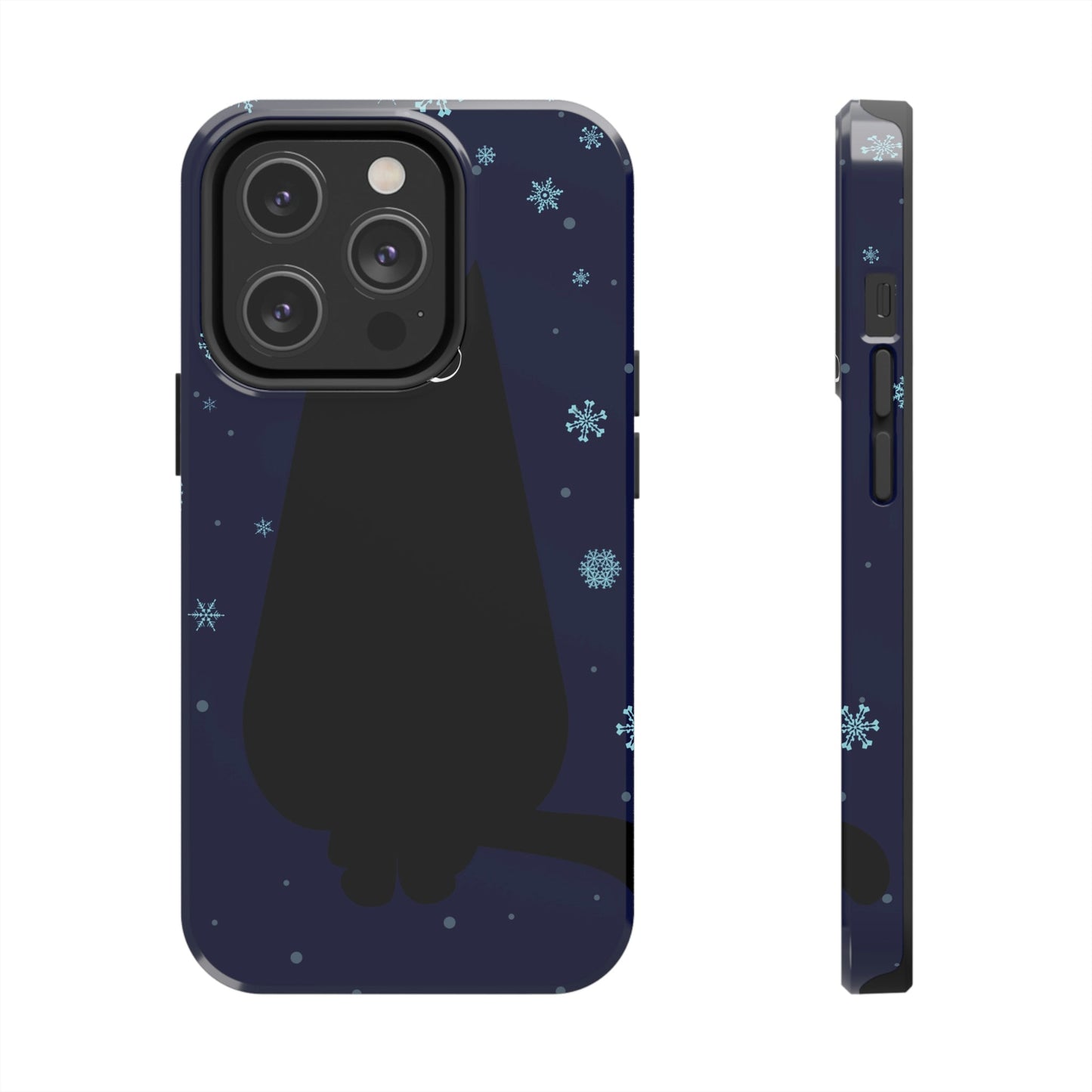 Black Cat Winter Snowflake Anime Art Tough Phone Cases Case-Mate Ichaku [Perfect Gifts Selection]