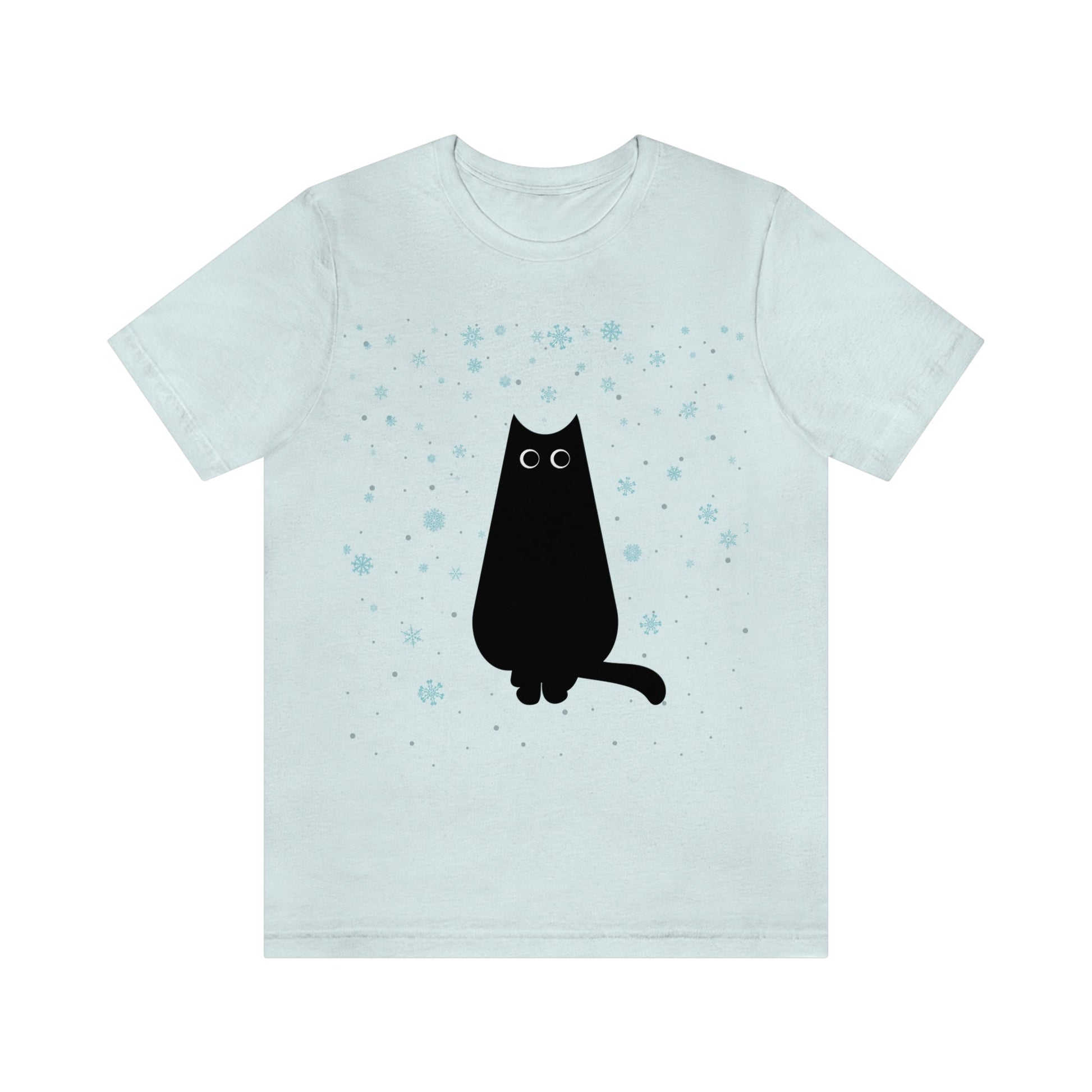 Black Cat Winter Snowflake Anime Art Unisex Jersey Short Sleeve T-Shirt Ichaku [Perfect Gifts Selection]