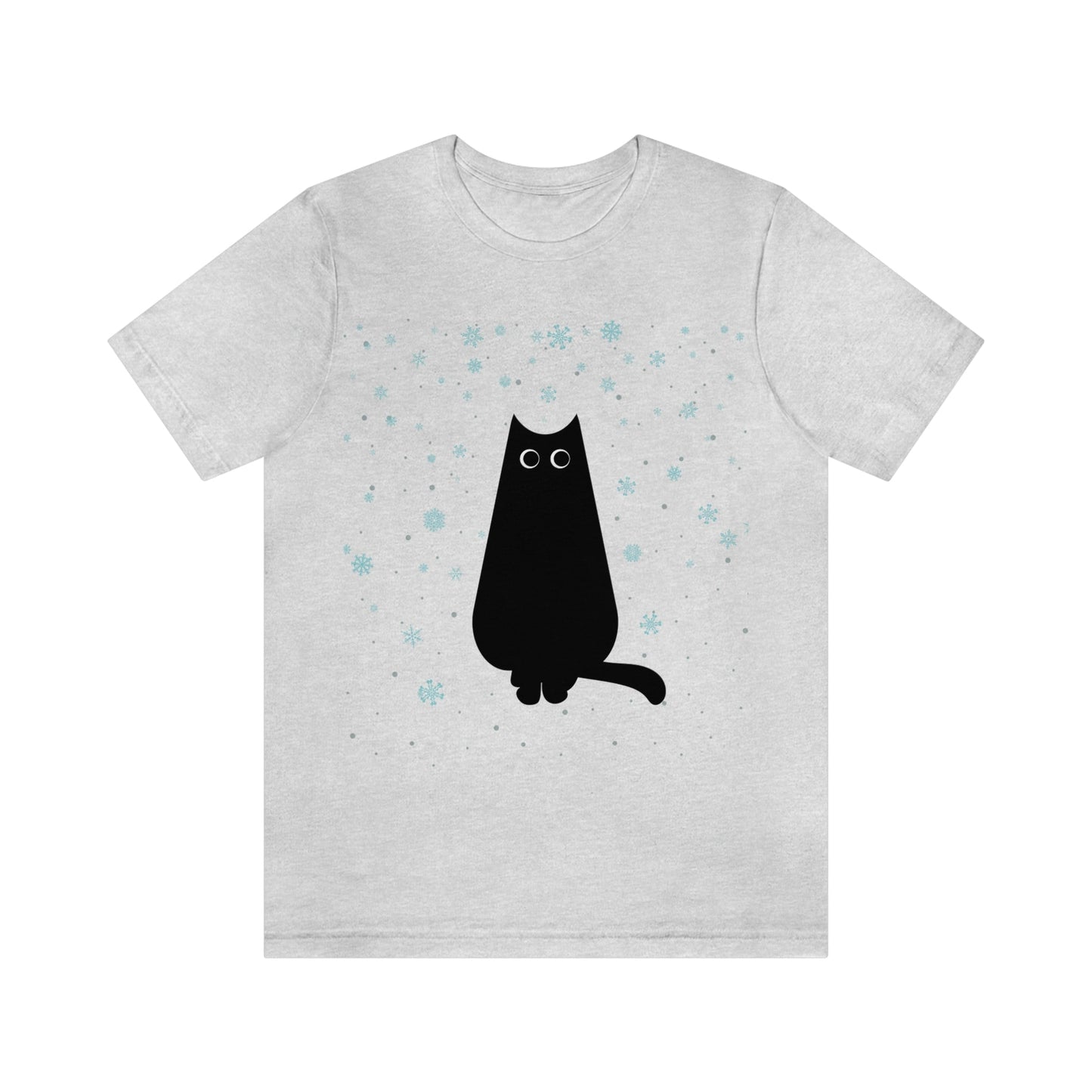 Black Cat Winter Snowflake Anime Art Unisex Jersey Short Sleeve T-Shirt Ichaku [Perfect Gifts Selection]