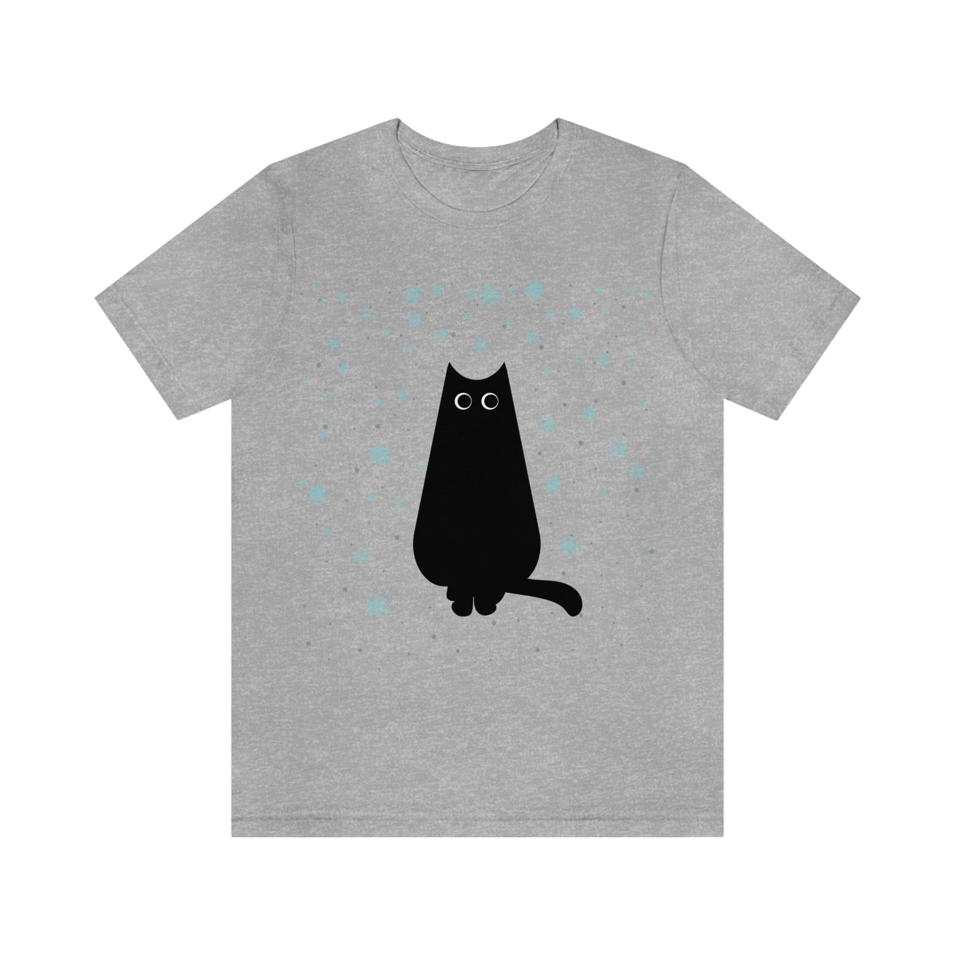 Black Cat Winter Snowflake Anime Art Unisex Jersey Short Sleeve T-Shirt Ichaku [Perfect Gifts Selection]