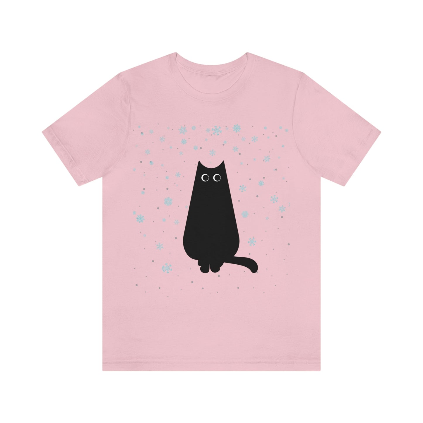 Black Cat Winter Snowflake Anime Art Unisex Jersey Short Sleeve T-Shirt Ichaku [Perfect Gifts Selection]