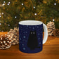 Black Cat Winter Snowflake Anime Art With Background Ceramic Mug 11oz Ichaku [Perfect Gifts Selection]