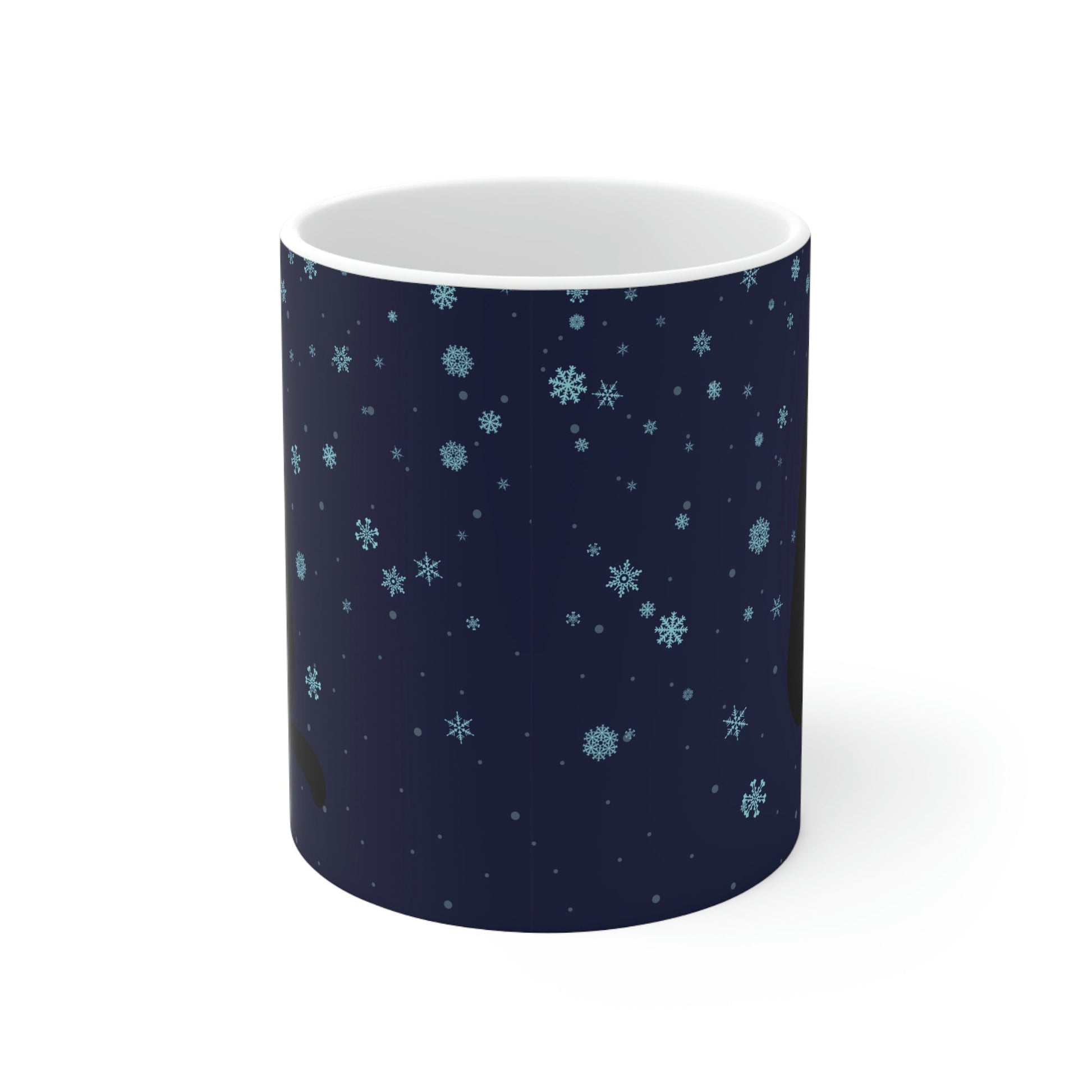 Black Cat Winter Snowflake Anime Art With Background Ceramic Mug 11oz Ichaku [Perfect Gifts Selection]