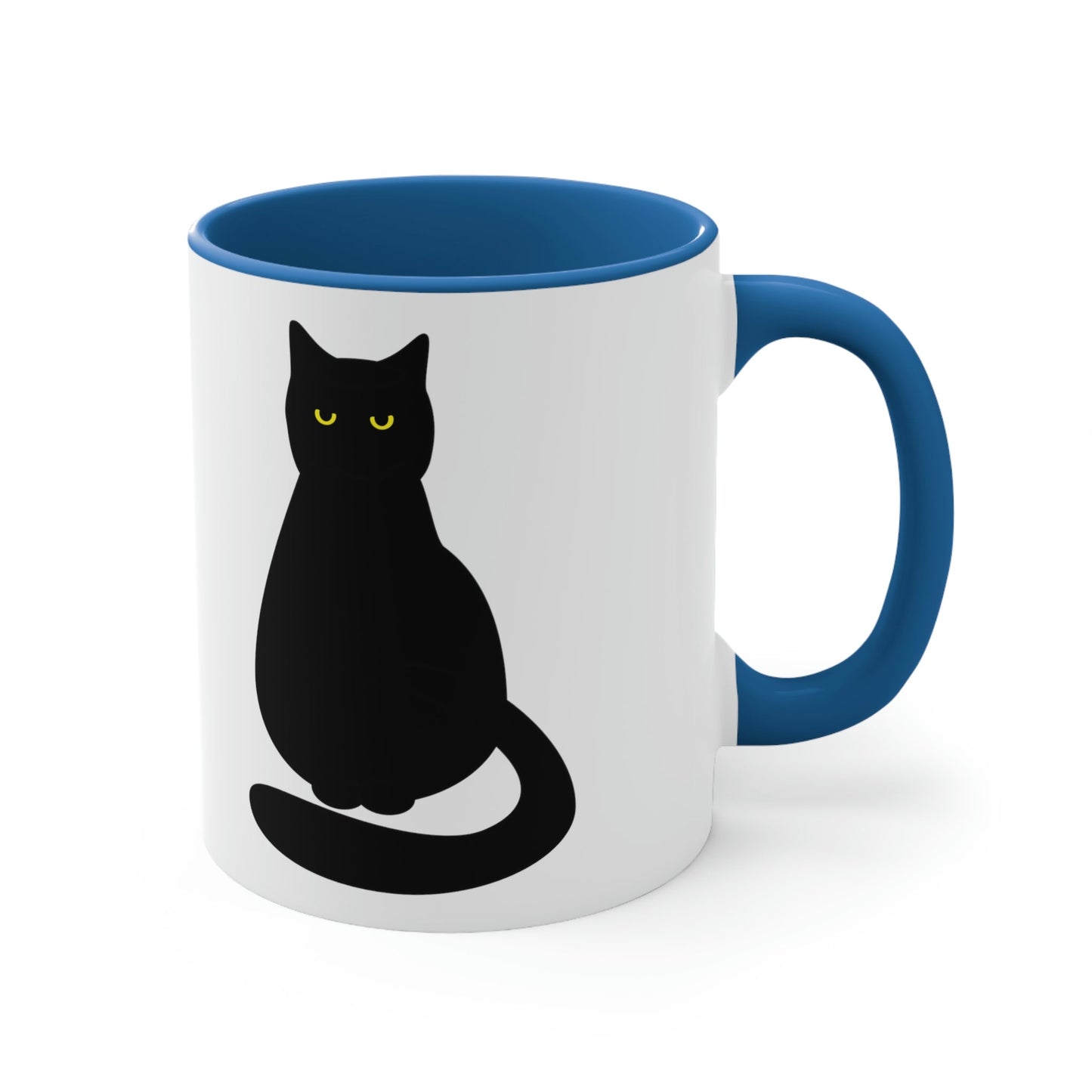 Black Cat with Eyes Animals Kitties Lovers Accent Coffee Mug 11oz Ichaku [Perfect Gifts Selection]