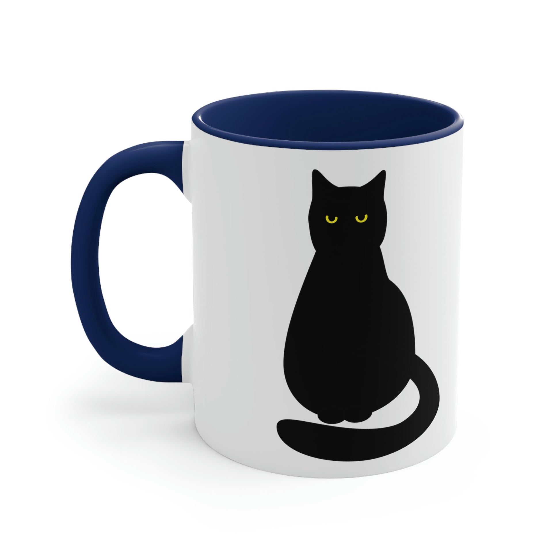 Black Cat with Eyes Animals Kitties Lovers Accent Coffee Mug 11oz Ichaku [Perfect Gifts Selection]