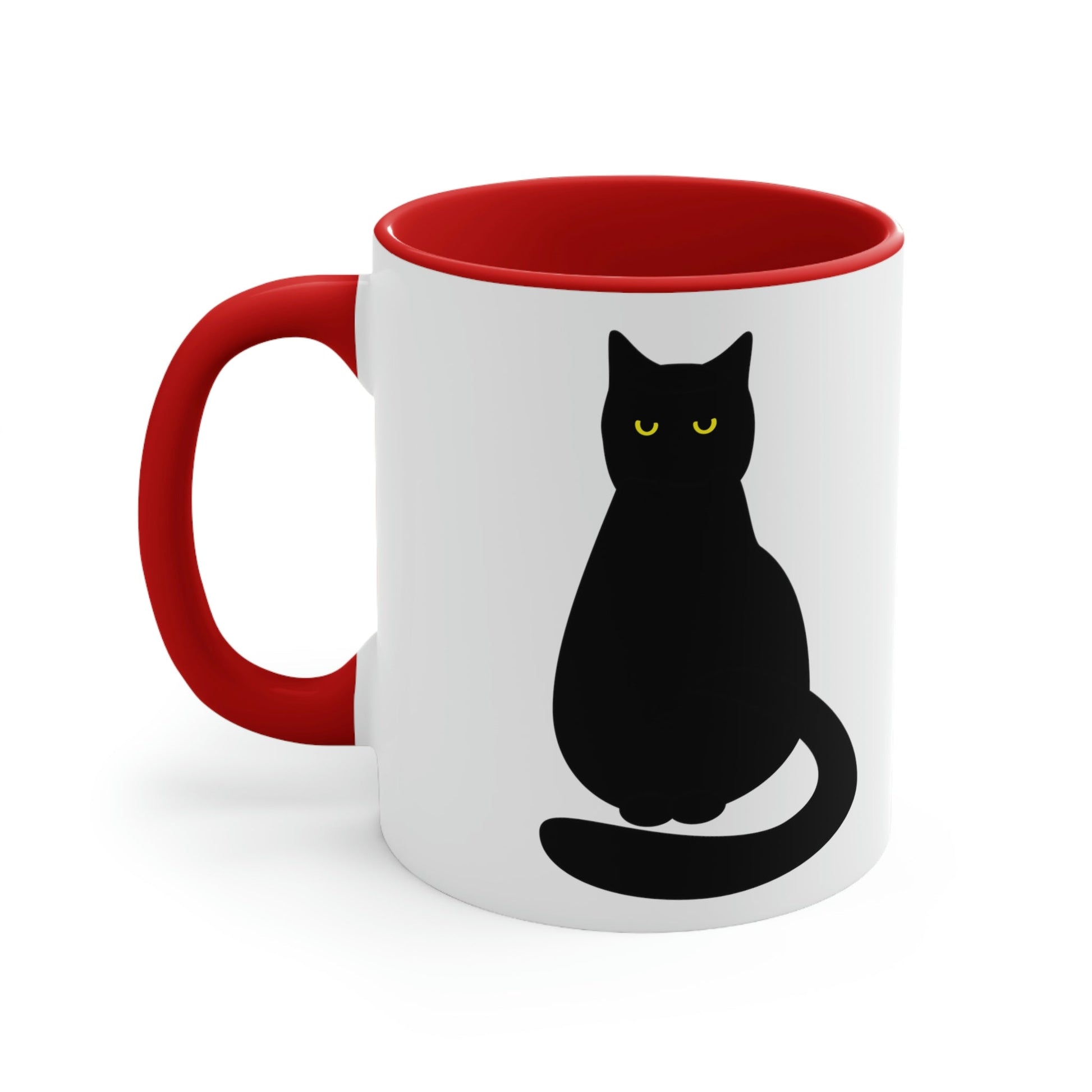 Black Cat with Eyes Animals Kitties Lovers Accent Coffee Mug 11oz Ichaku [Perfect Gifts Selection]