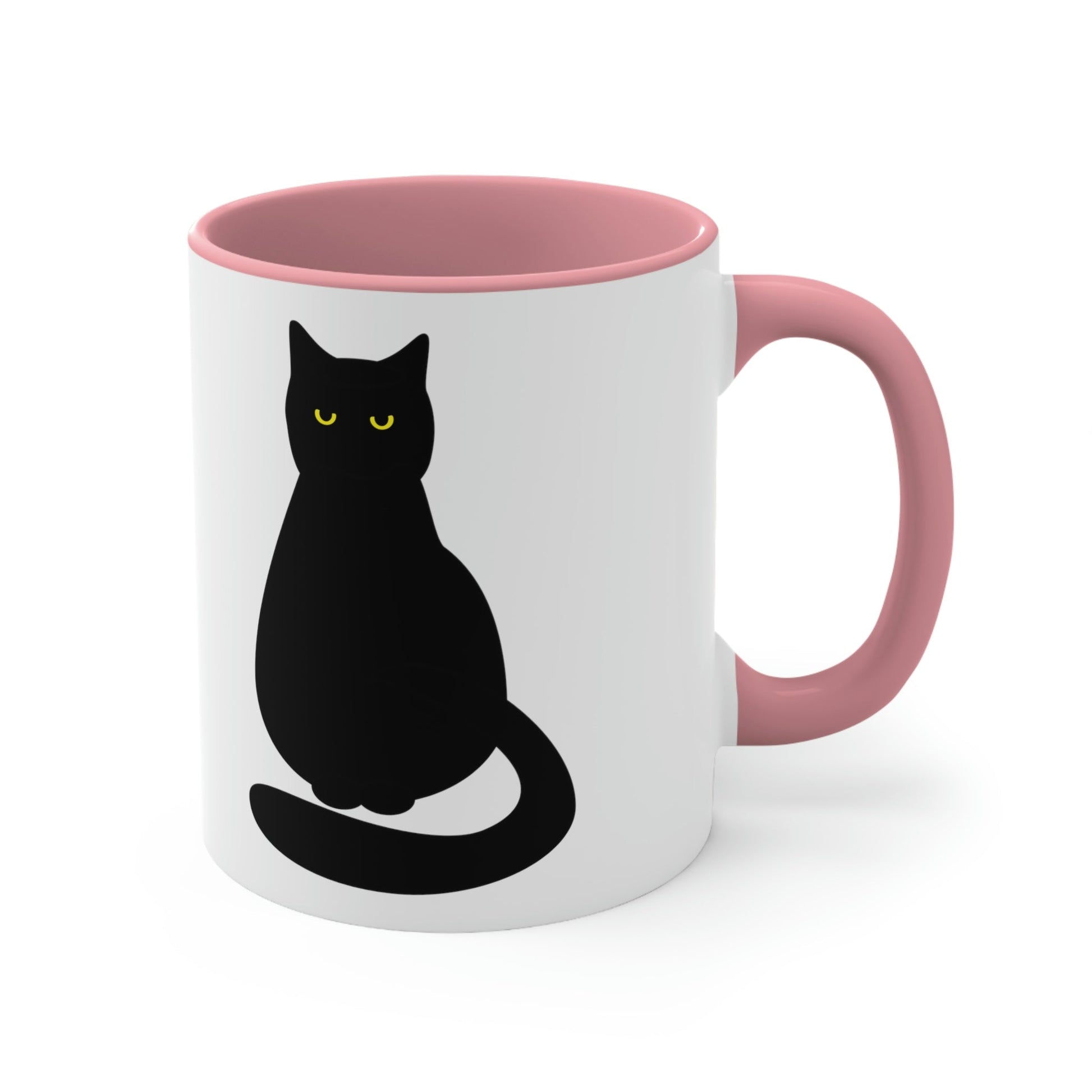 Black Cat with Eyes Animals Kitties Lovers Accent Coffee Mug 11oz Ichaku [Perfect Gifts Selection]