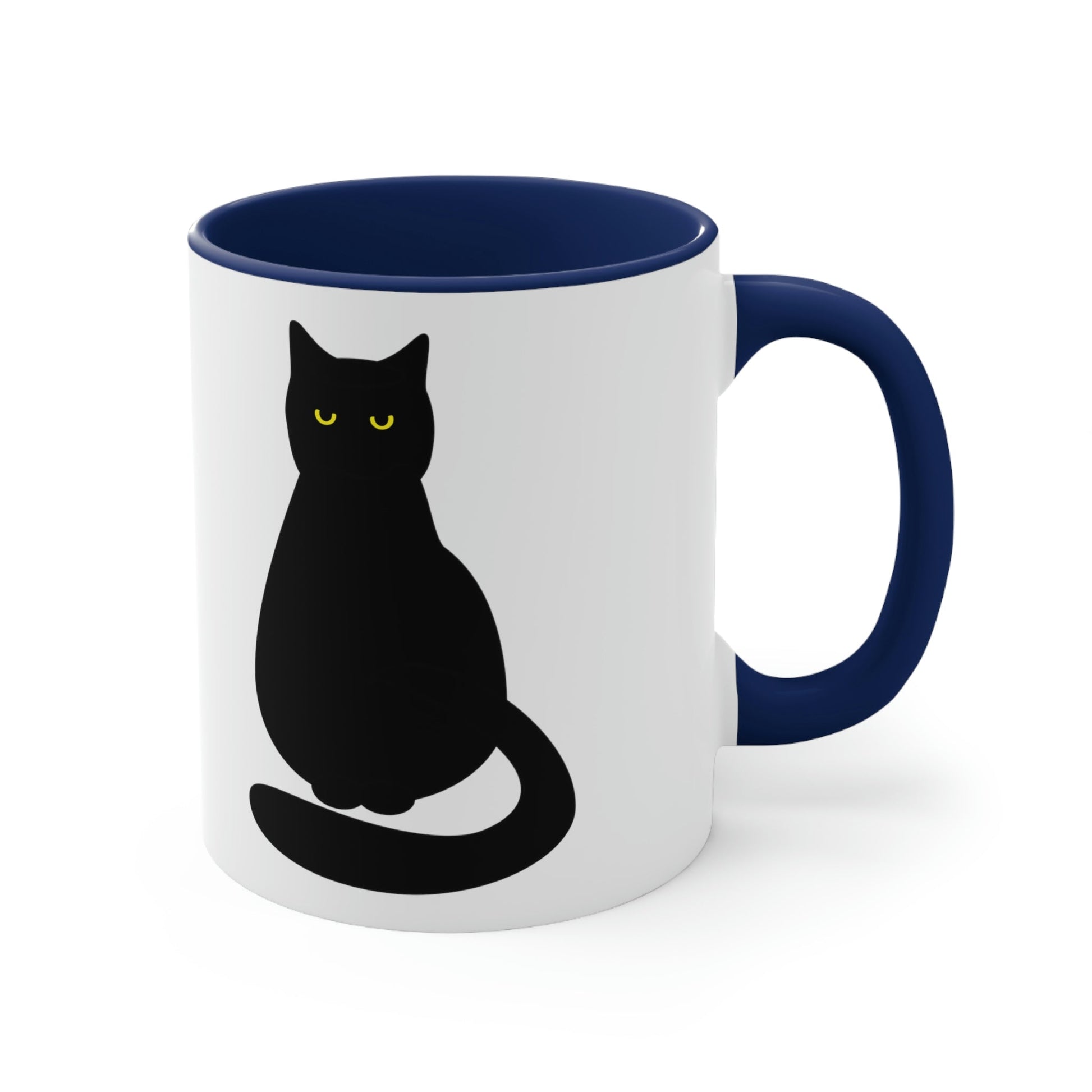 Black Cat with Eyes Animals Kitties Lovers Accent Coffee Mug 11oz Ichaku [Perfect Gifts Selection]