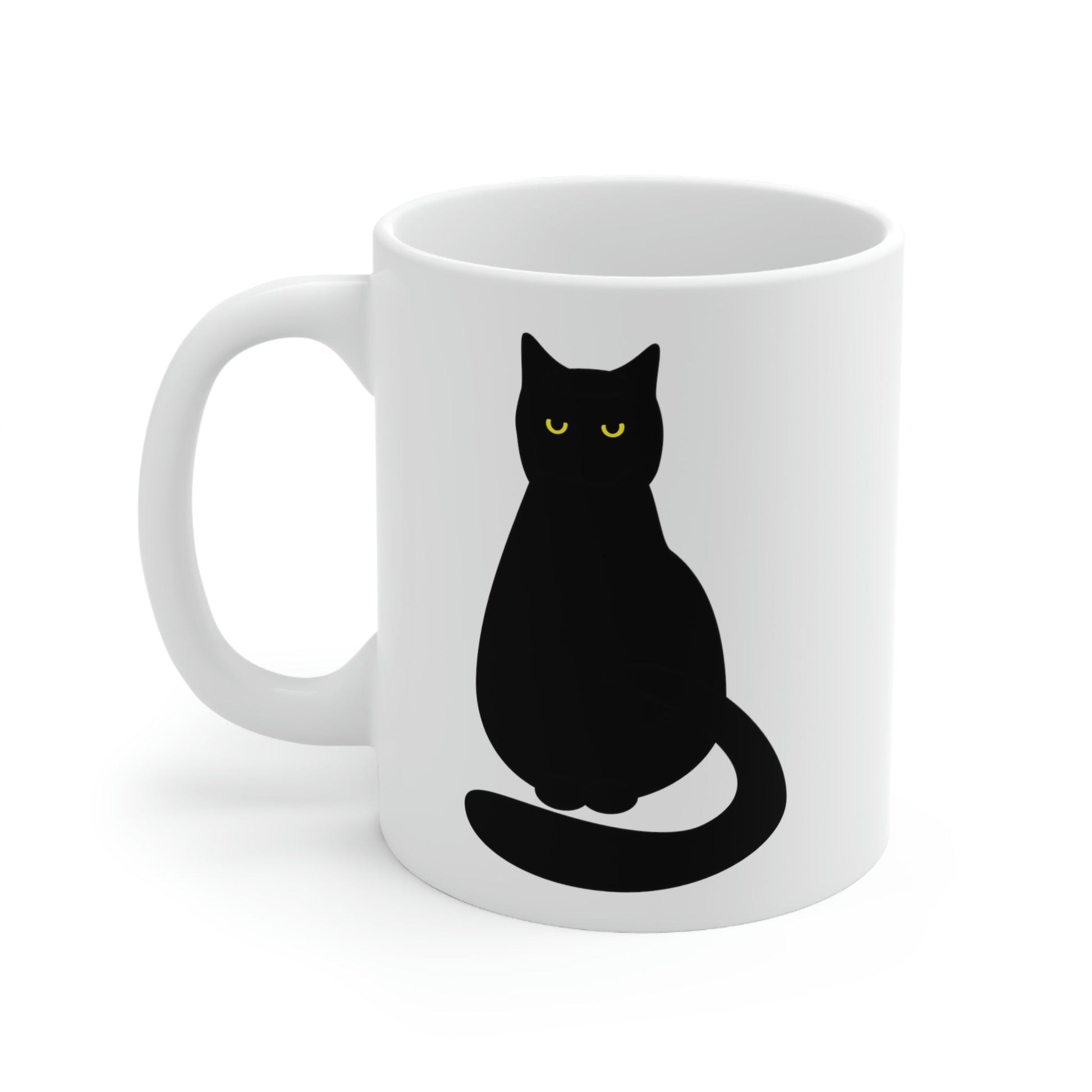 Black Cat with Eyes Animals Kitties Lovers Ceramic Mug 11oz Ichaku [Perfect Gifts Selection]
