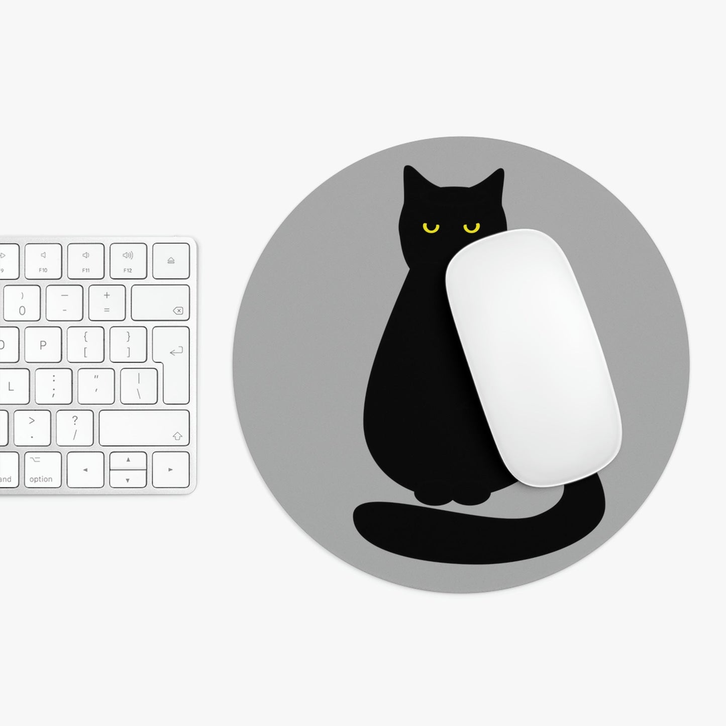Black Cat with Eyes Animals Kitties Lovers Ergonomic Non-slip Creative Design Mouse Pad Ichaku [Perfect Gifts Selection]