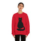 Black Cat with Eyes Animals Kitties Lovers Unisex Heavy Blend™ Crewneck Sweatshirt Ichaku [Perfect Gifts Selection]