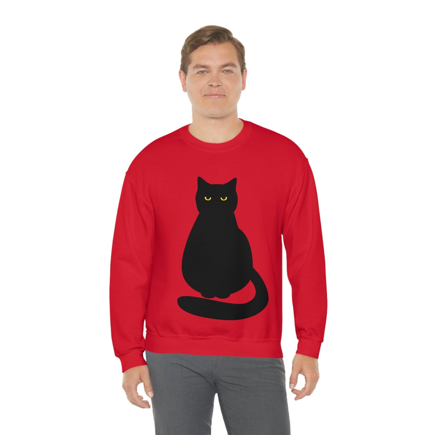 Black Cat with Eyes Animals Kitties Lovers Unisex Heavy Blend™ Crewneck Sweatshirt Ichaku [Perfect Gifts Selection]