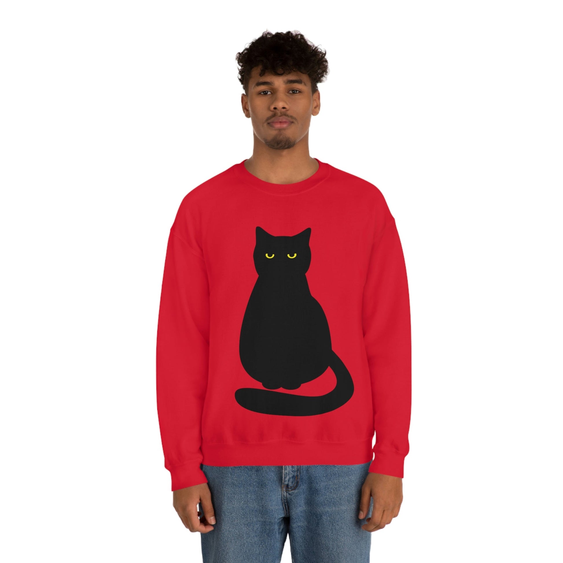 Black Cat with Eyes Animals Kitties Lovers Unisex Heavy Blend™ Crewneck Sweatshirt Ichaku [Perfect Gifts Selection]