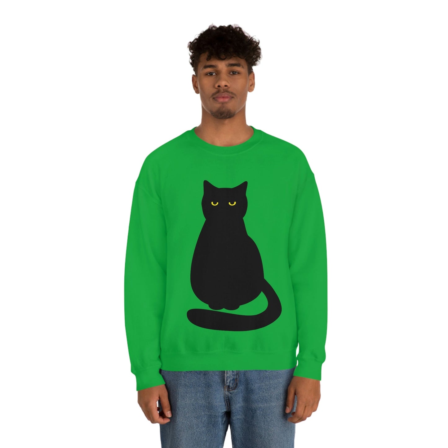 Black Cat with Eyes Animals Kitties Lovers Unisex Heavy Blend™ Crewneck Sweatshirt Ichaku [Perfect Gifts Selection]