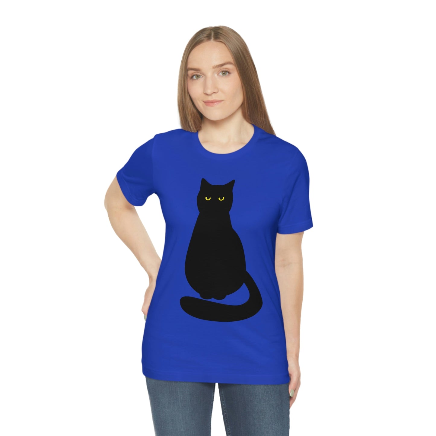 Black Cat with Eyes Animals Kitties Lovers Unisex Jersey Short Sleeve T-Shirt Ichaku [Perfect Gifts Selection]