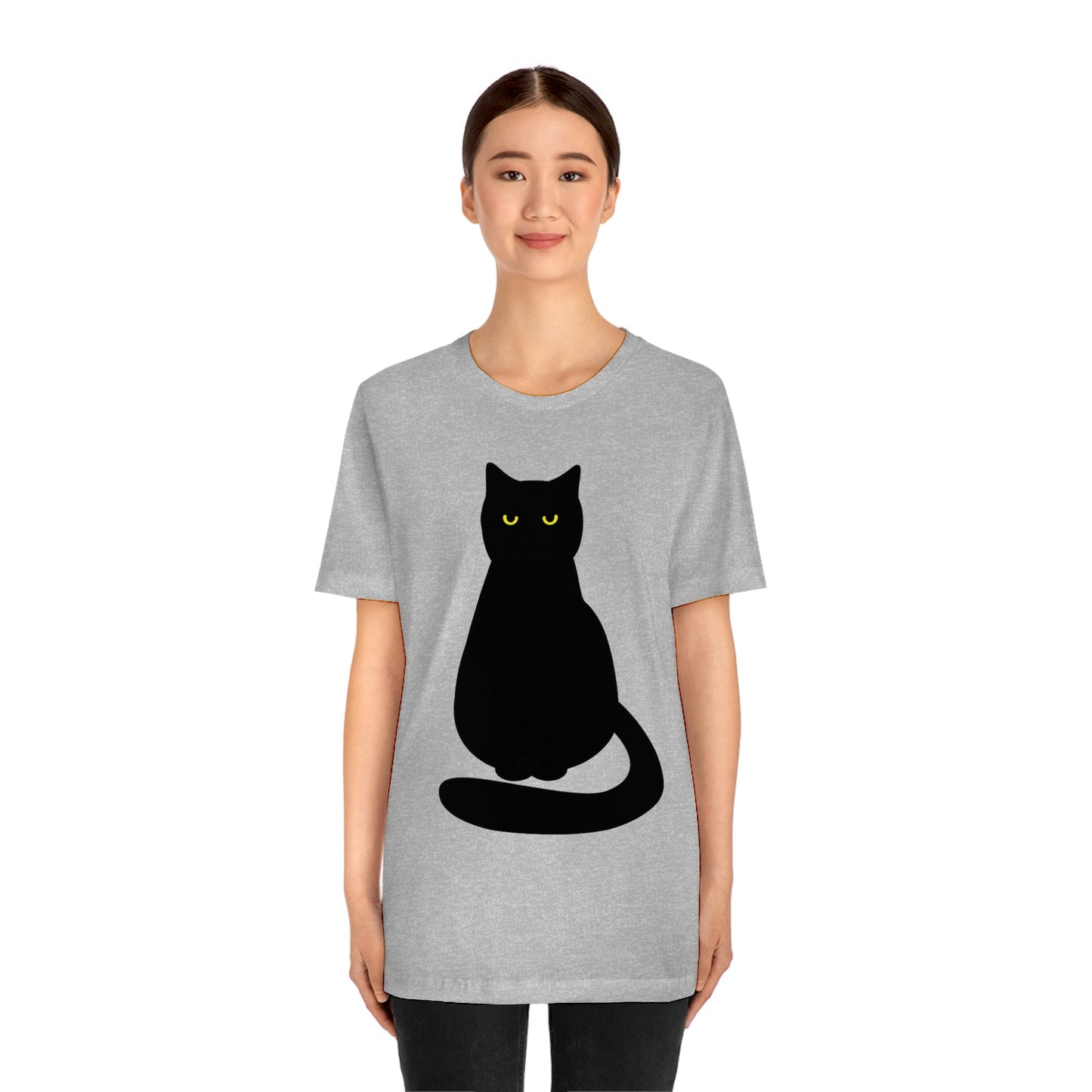 Black Cat with Eyes Animals Kitties Lovers Unisex Jersey Short Sleeve T-Shirt Ichaku [Perfect Gifts Selection]