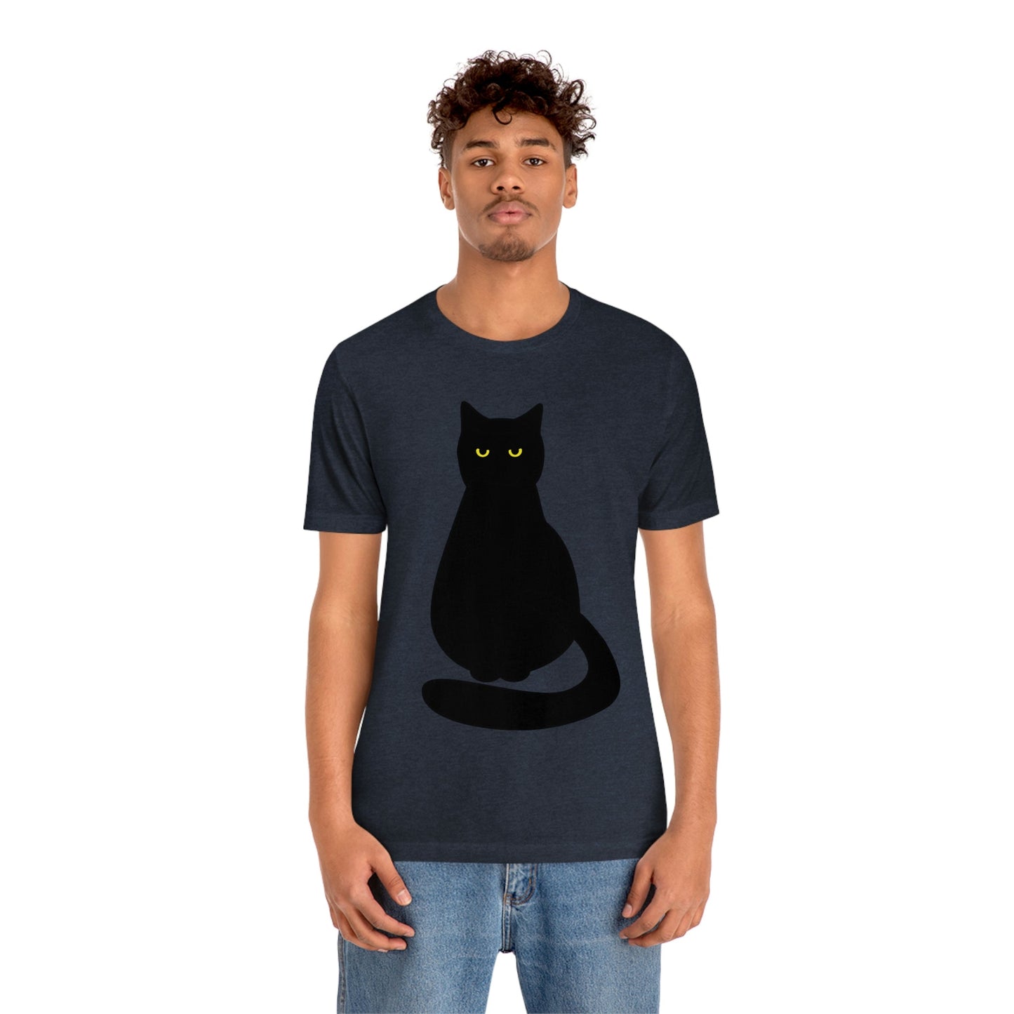 Black Cat with Eyes Animals Kitties Lovers Unisex Jersey Short Sleeve T-Shirt Ichaku [Perfect Gifts Selection]