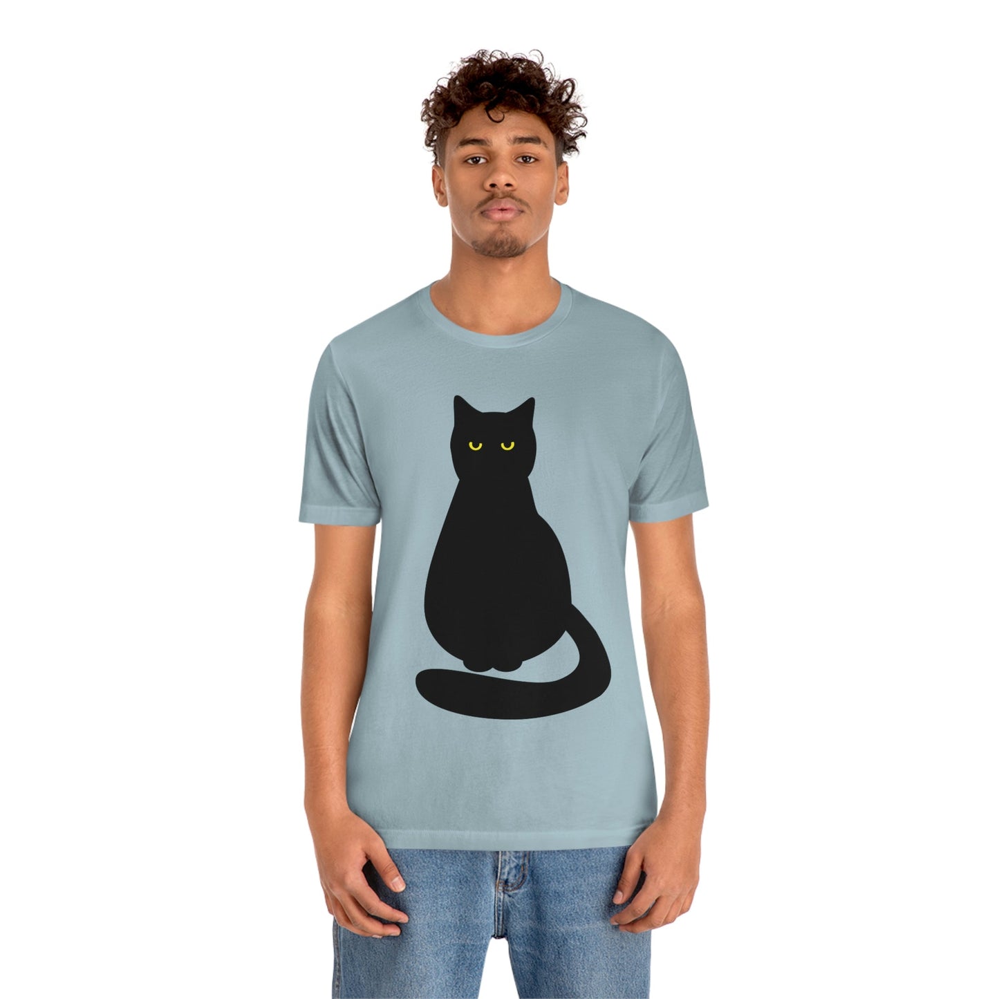 Black Cat with Eyes Animals Kitties Lovers Unisex Jersey Short Sleeve T-Shirt Ichaku [Perfect Gifts Selection]