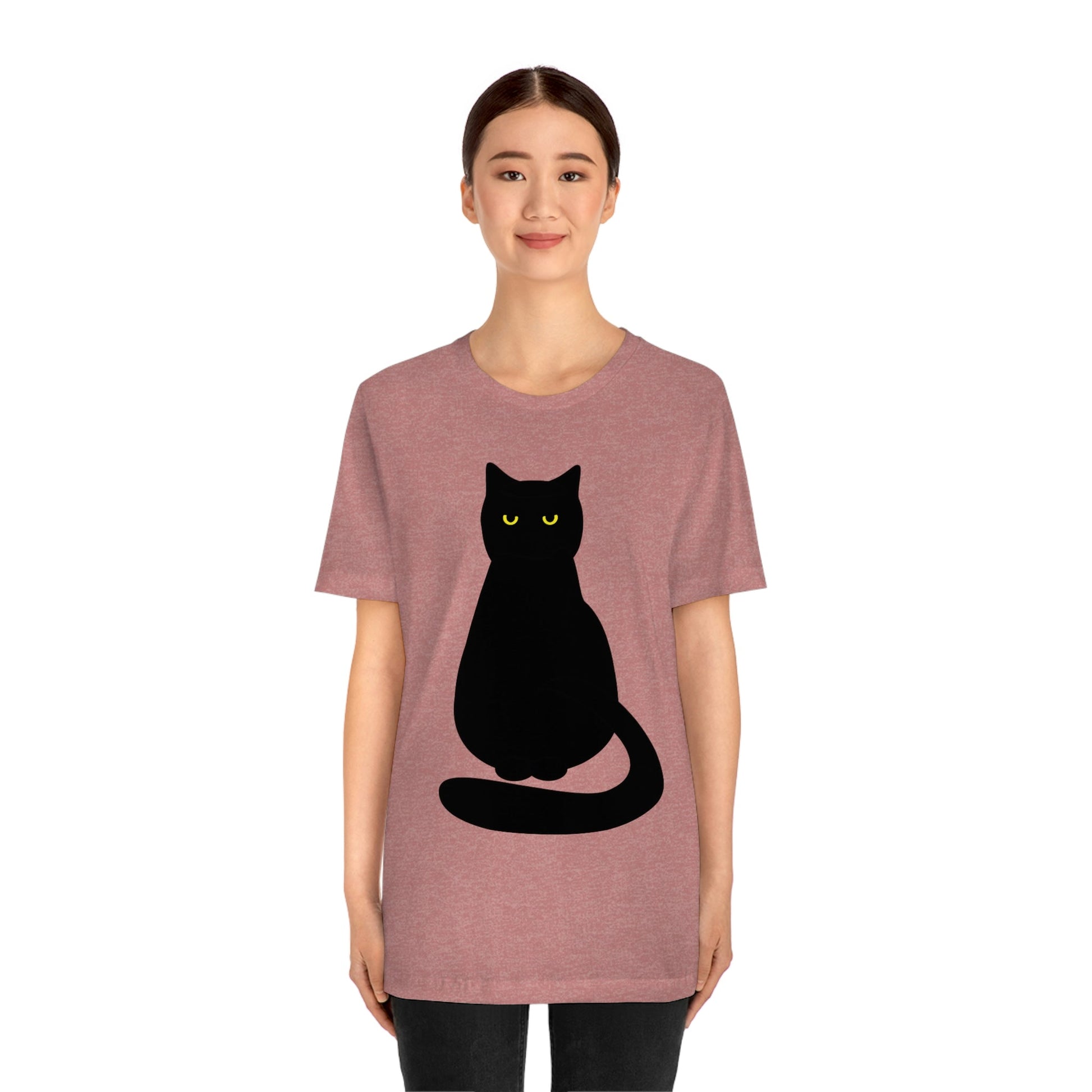 Black Cat with Eyes Animals Kitties Lovers Unisex Jersey Short Sleeve T-Shirt Ichaku [Perfect Gifts Selection]