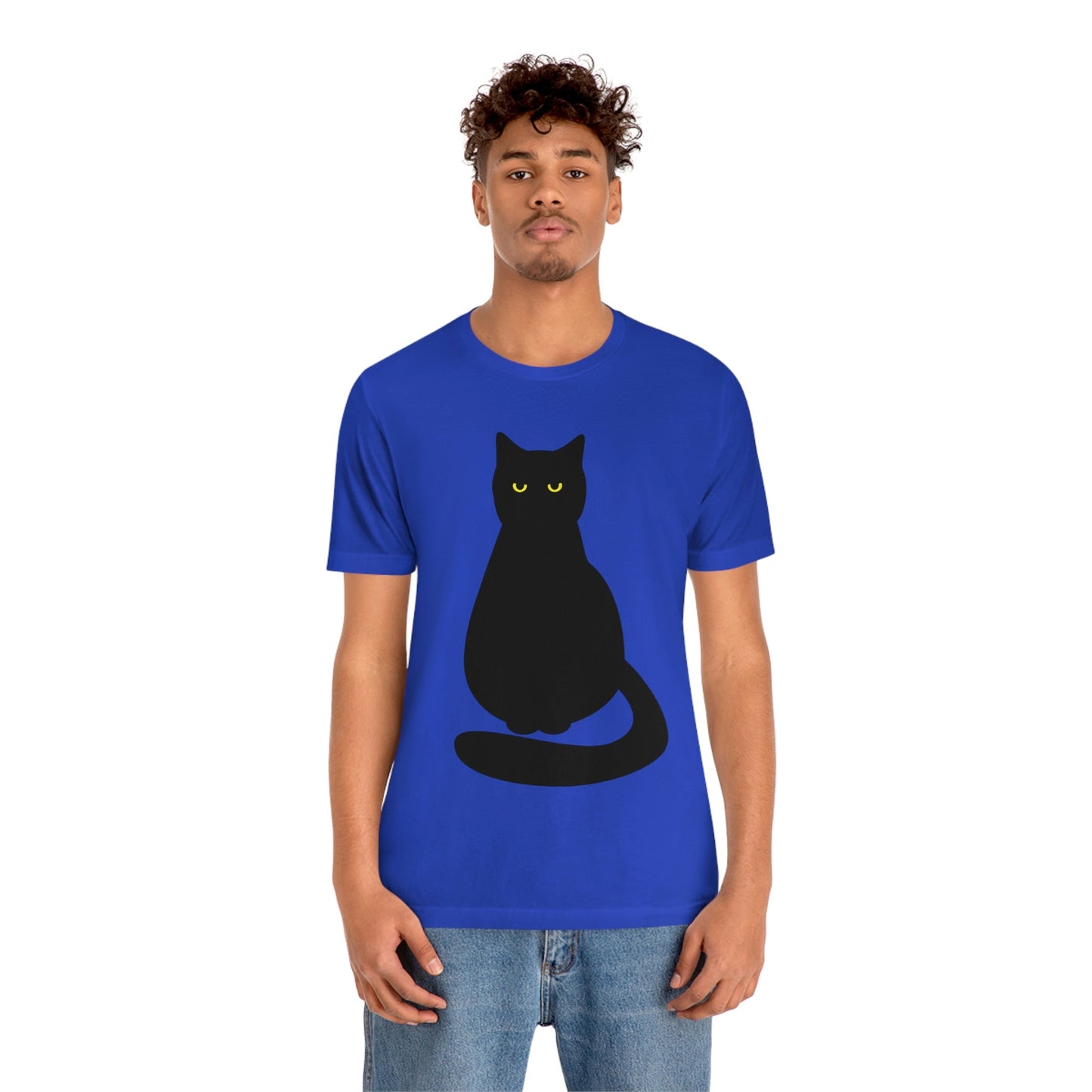 Black Cat with Eyes Animals Kitties Lovers Unisex Jersey Short Sleeve T-Shirt Ichaku [Perfect Gifts Selection]