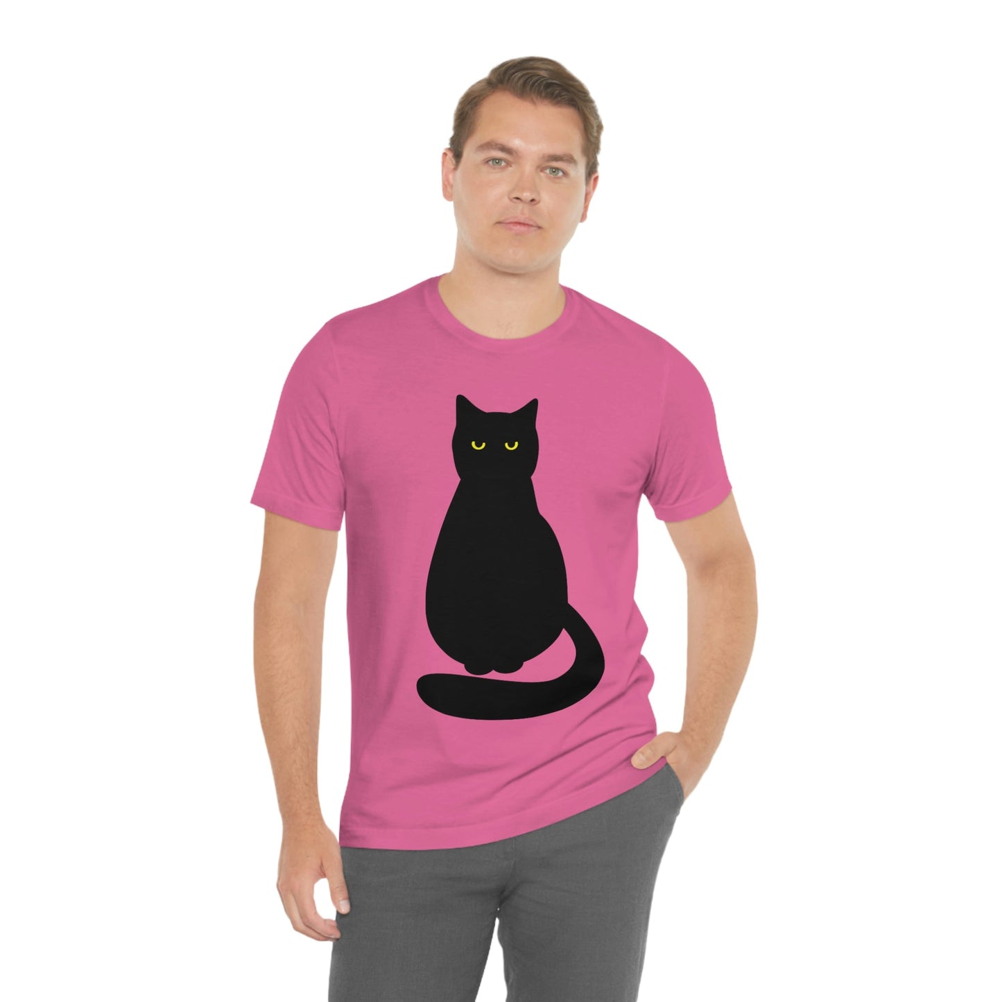 Black Cat with Eyes Animals Kitties Lovers Unisex Jersey Short Sleeve T-Shirt Ichaku [Perfect Gifts Selection]