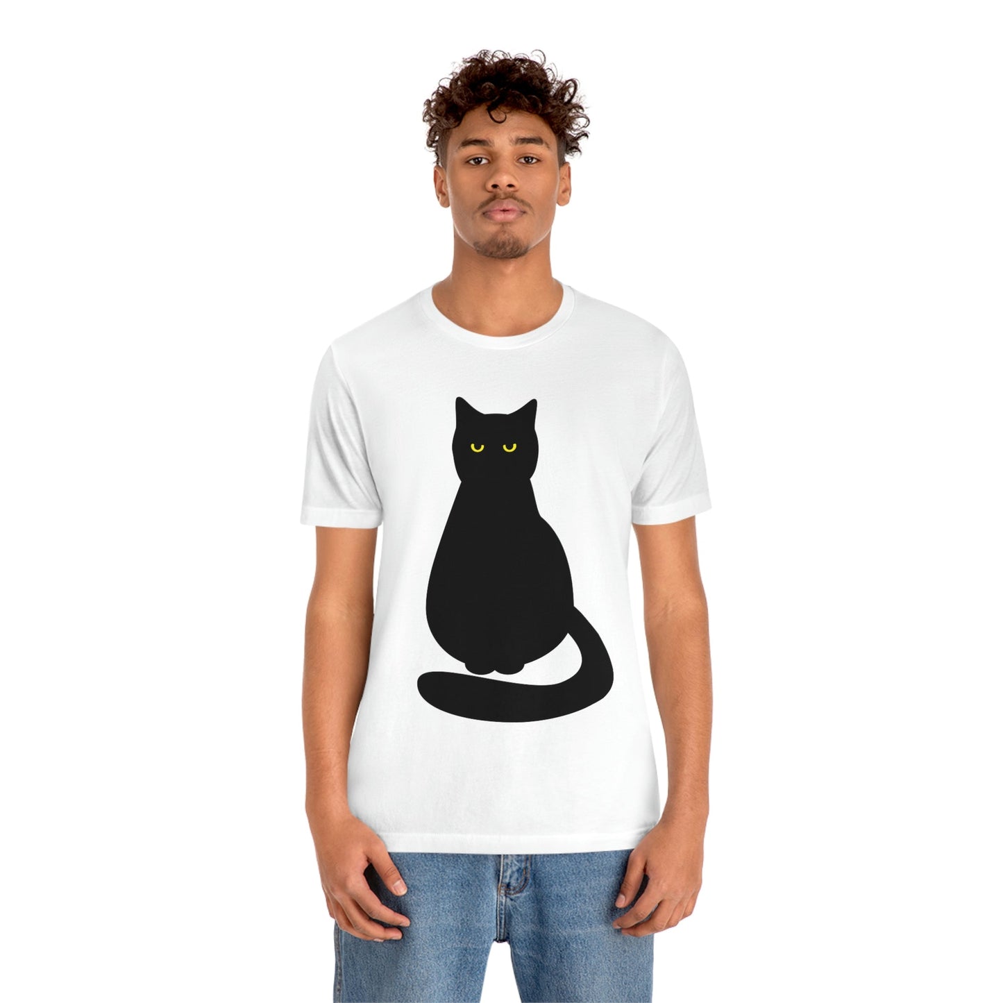 Black Cat with Eyes Animals Kitties Lovers Unisex Jersey Short Sleeve T-Shirt Ichaku [Perfect Gifts Selection]