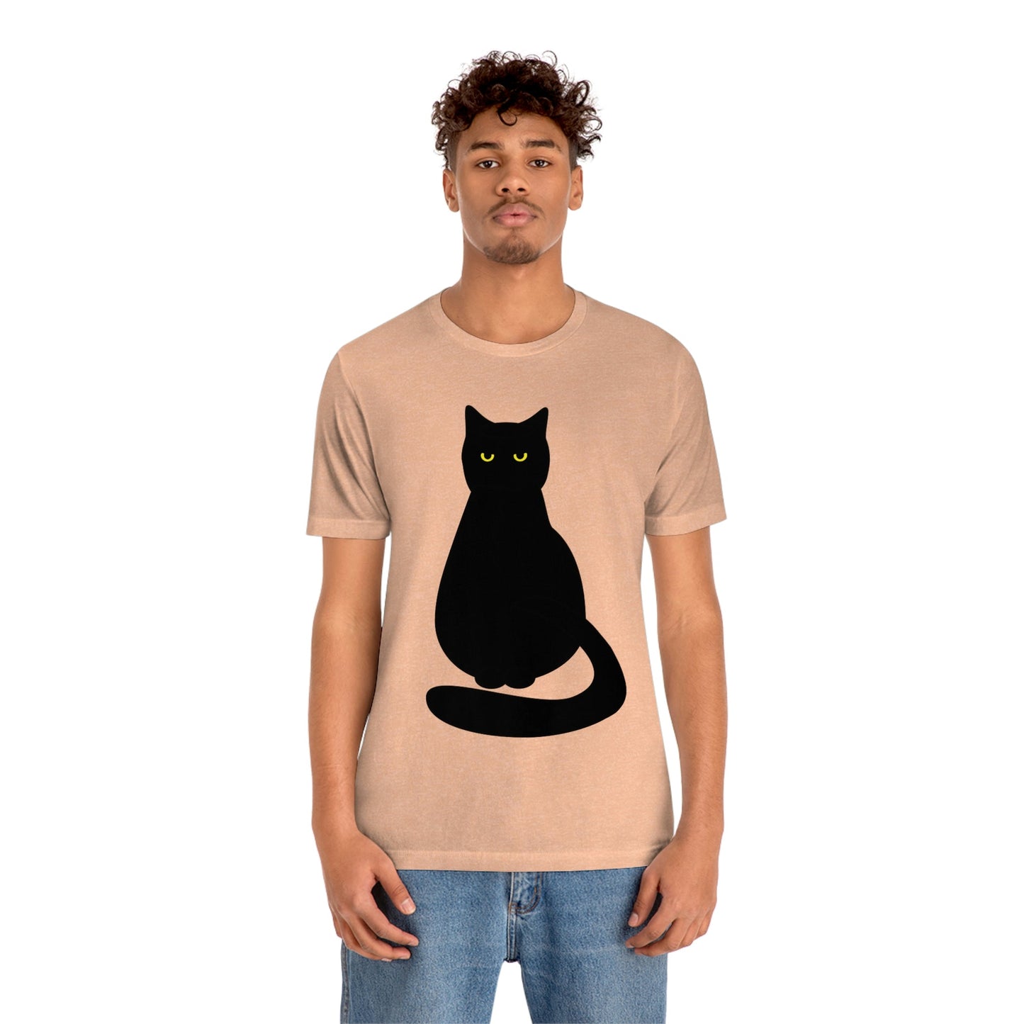 Black Cat with Eyes Animals Kitties Lovers Unisex Jersey Short Sleeve T-Shirt Ichaku [Perfect Gifts Selection]