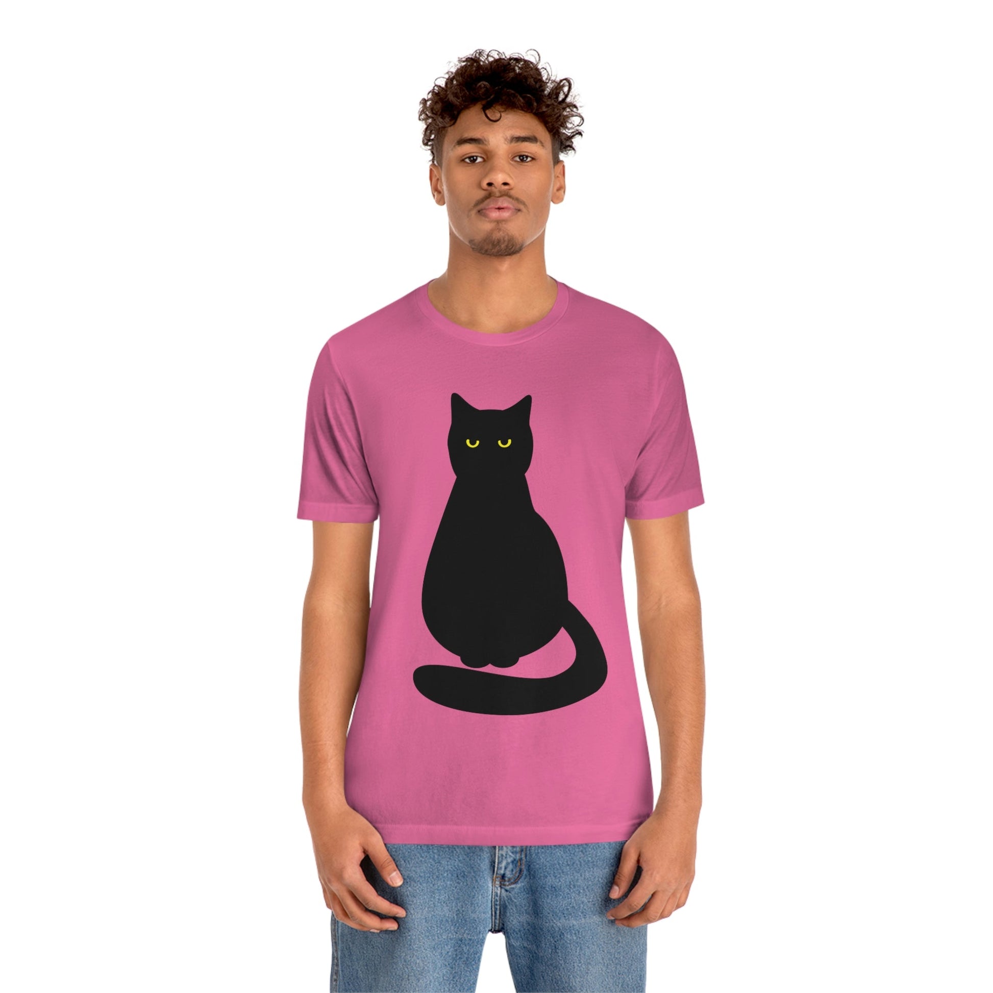 Black Cat with Eyes Animals Kitties Lovers Unisex Jersey Short Sleeve T-Shirt Ichaku [Perfect Gifts Selection]