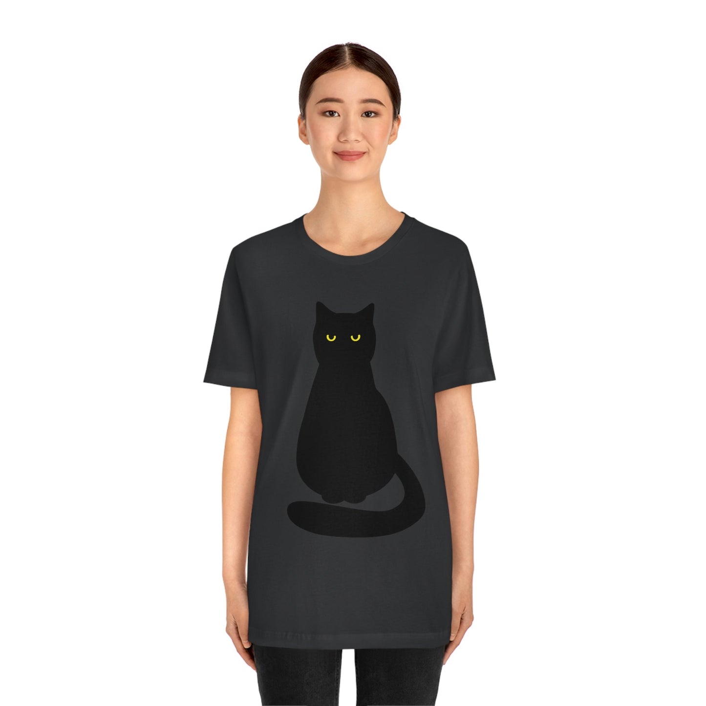 Black Cat with Eyes Animals Kitties Lovers Unisex Jersey Short Sleeve T-Shirt Ichaku [Perfect Gifts Selection]