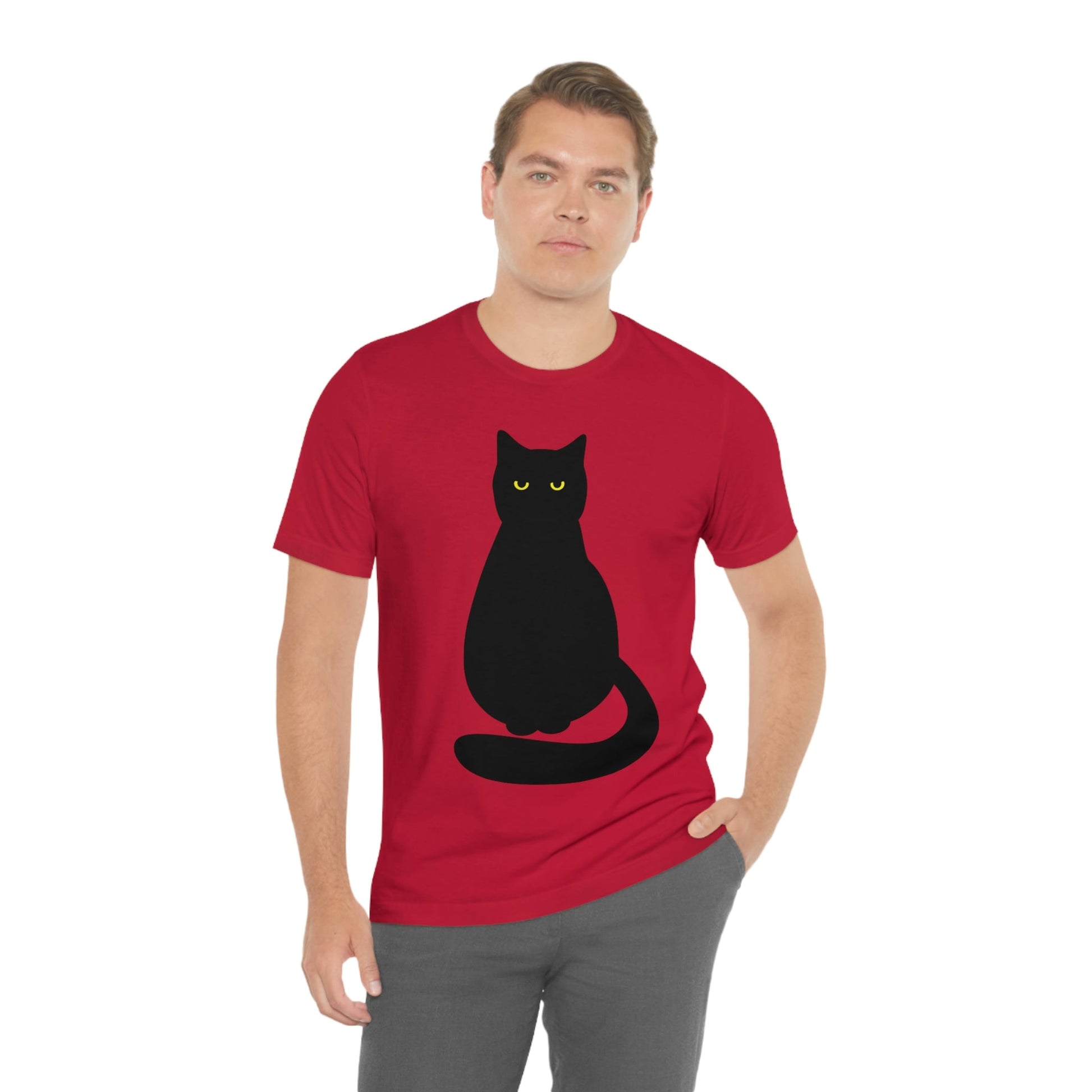 Black Cat with Eyes Animals Kitties Lovers Unisex Jersey Short Sleeve T-Shirt Ichaku [Perfect Gifts Selection]