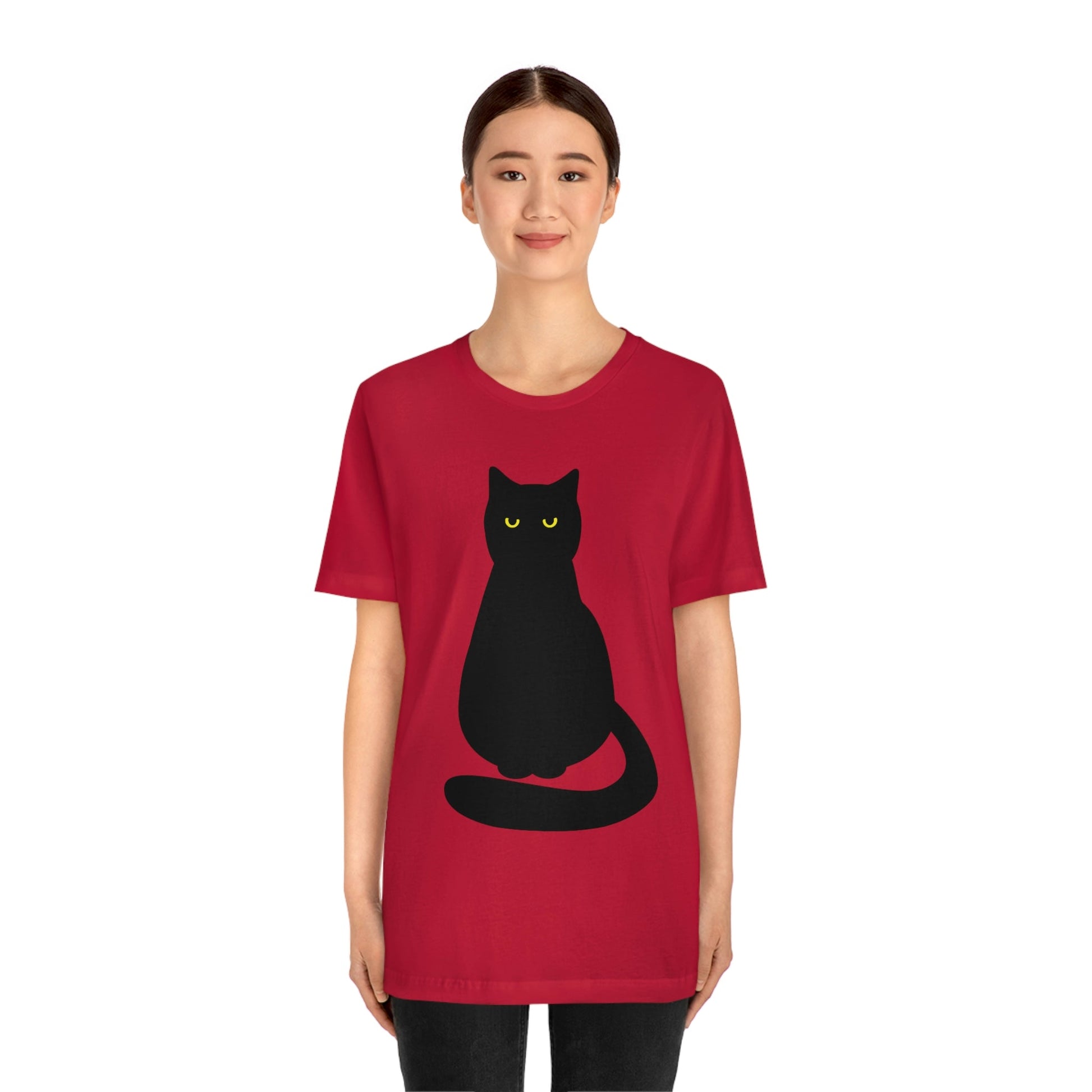 Black Cat with Eyes Animals Kitties Lovers Unisex Jersey Short Sleeve T-Shirt Ichaku [Perfect Gifts Selection]