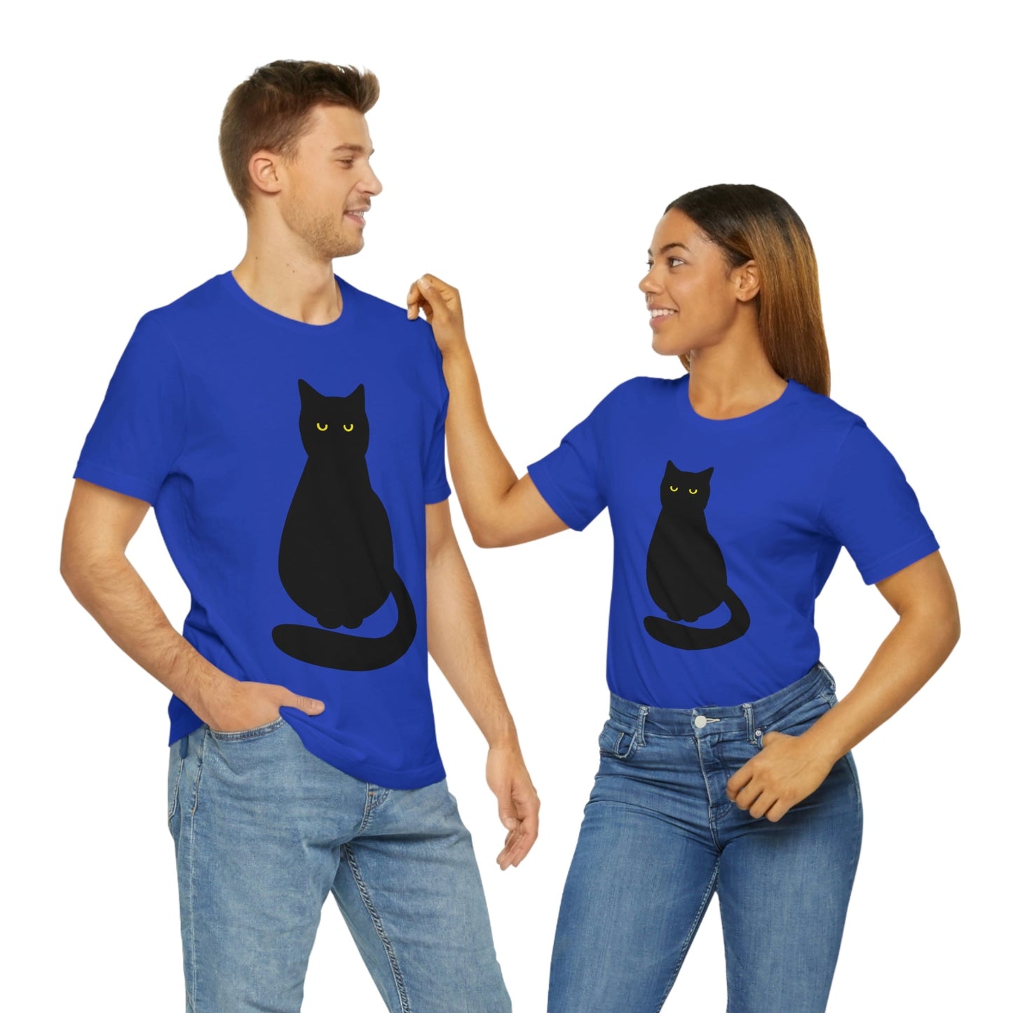 Black Cat with Eyes Animals Kitties Lovers Unisex Jersey Short Sleeve T-Shirt Ichaku [Perfect Gifts Selection]