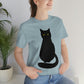 Black Cat with Eyes Animals Kitties Lovers Unisex Jersey Short Sleeve T-Shirt Ichaku [Perfect Gifts Selection]