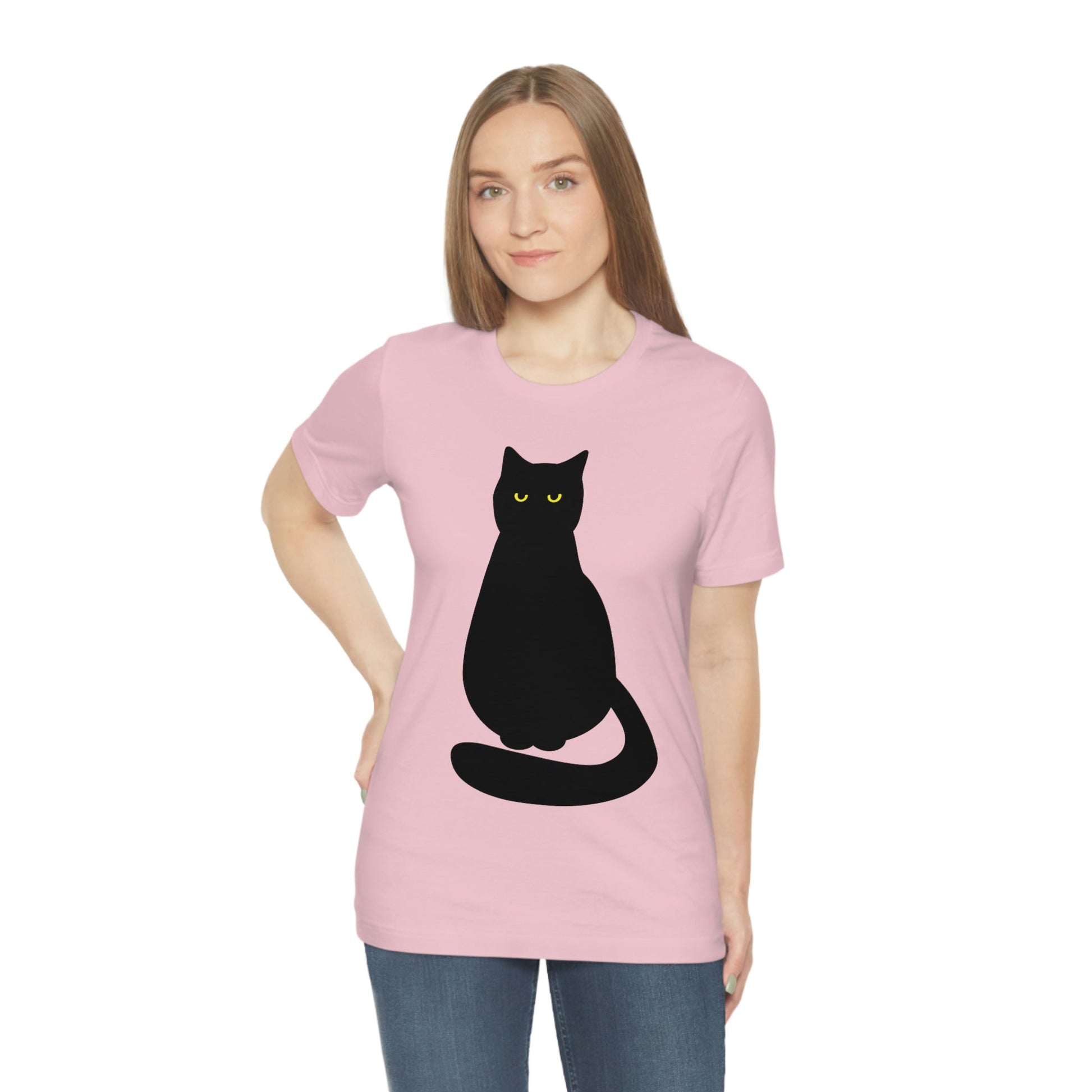 Black Cat with Eyes Animals Kitties Lovers Unisex Jersey Short Sleeve T-Shirt Ichaku [Perfect Gifts Selection]