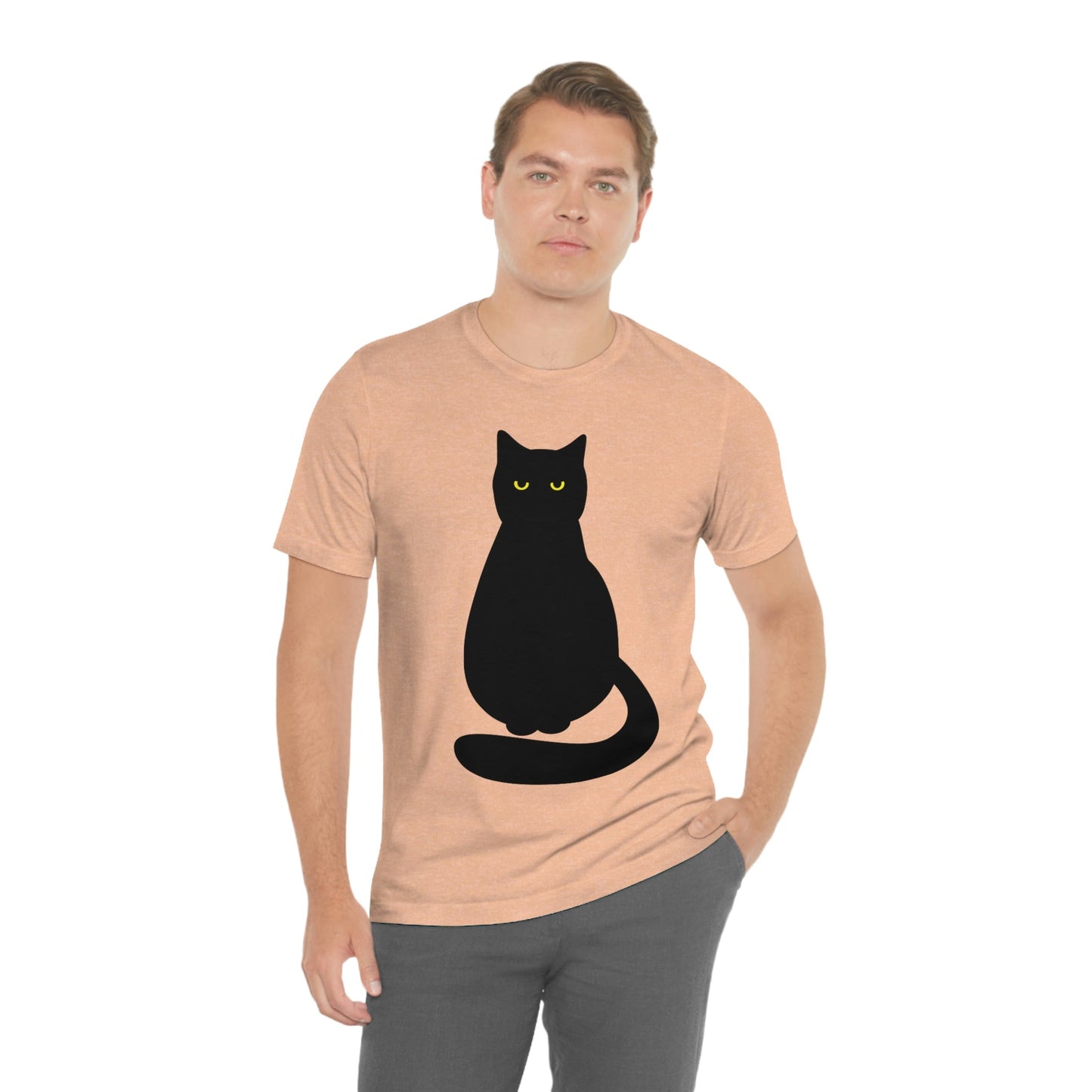 Black Cat with Eyes Animals Kitties Lovers Unisex Jersey Short Sleeve T-Shirt Ichaku [Perfect Gifts Selection]